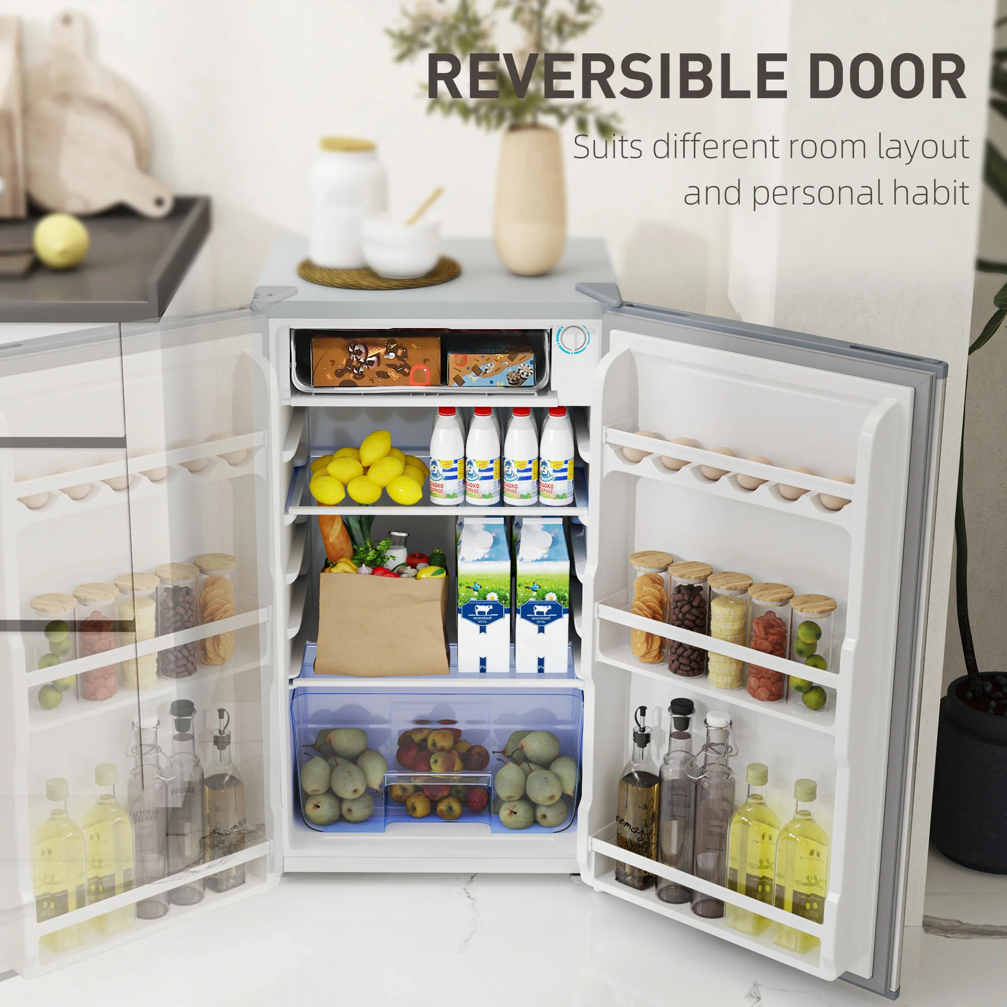 HOMCOM 91L Freestanding Under Counter Fridge With Lock - Image 25