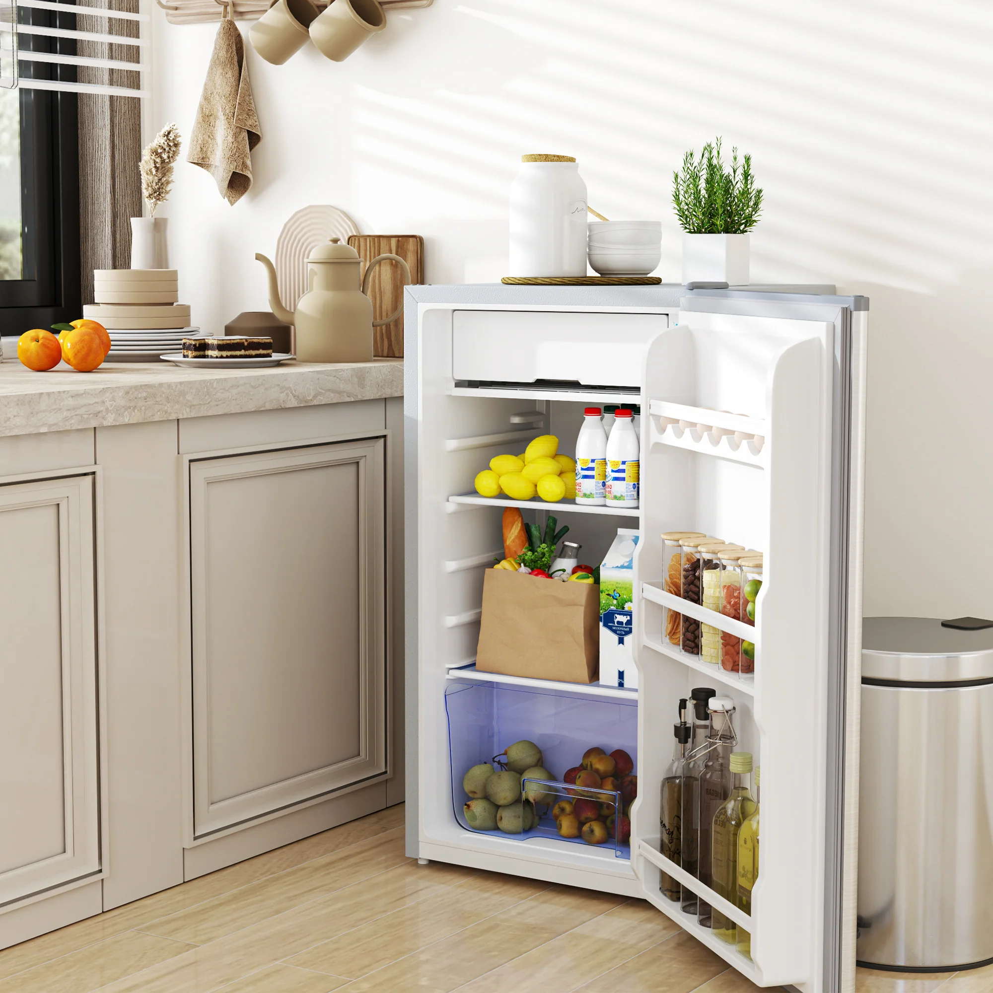 HOMCOM 91L Freestanding Under Counter Fridge With Lock - Image 27