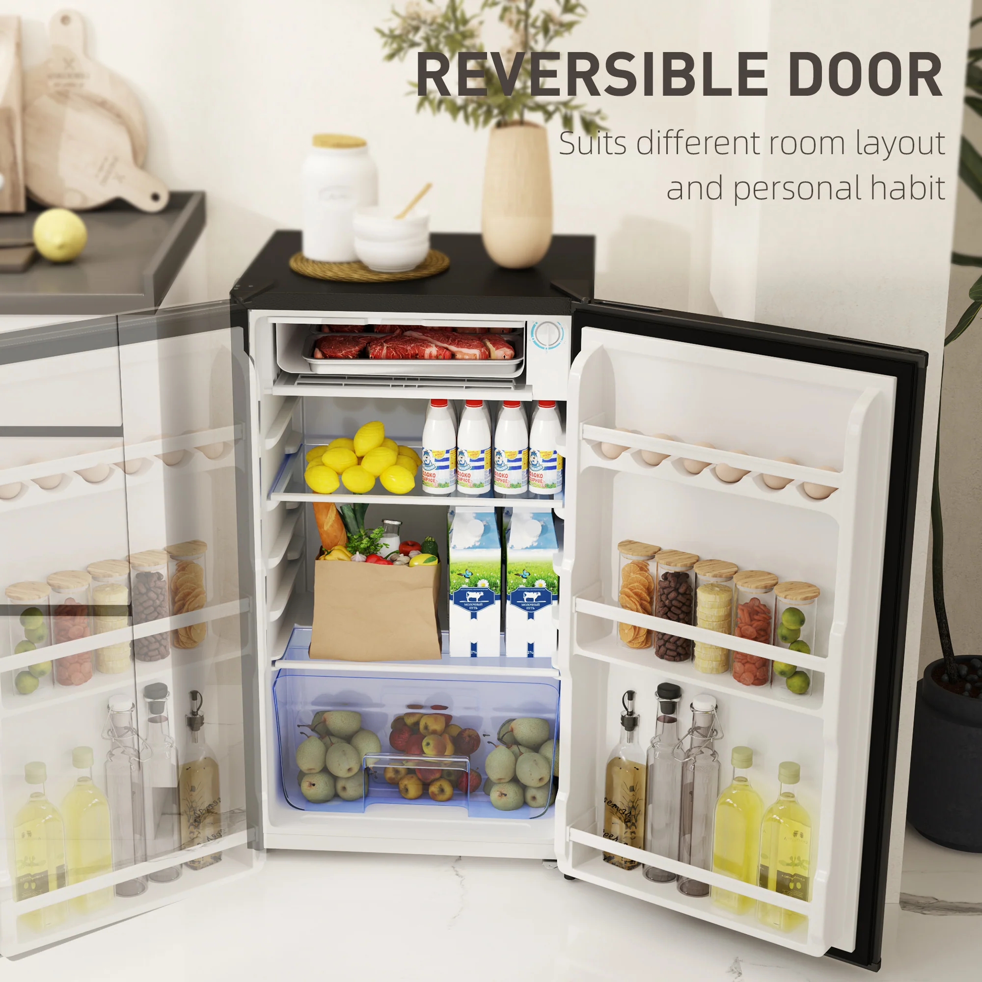 HOMCOM 91L Freestanding Under Counter Fridge With Lock - Image 7