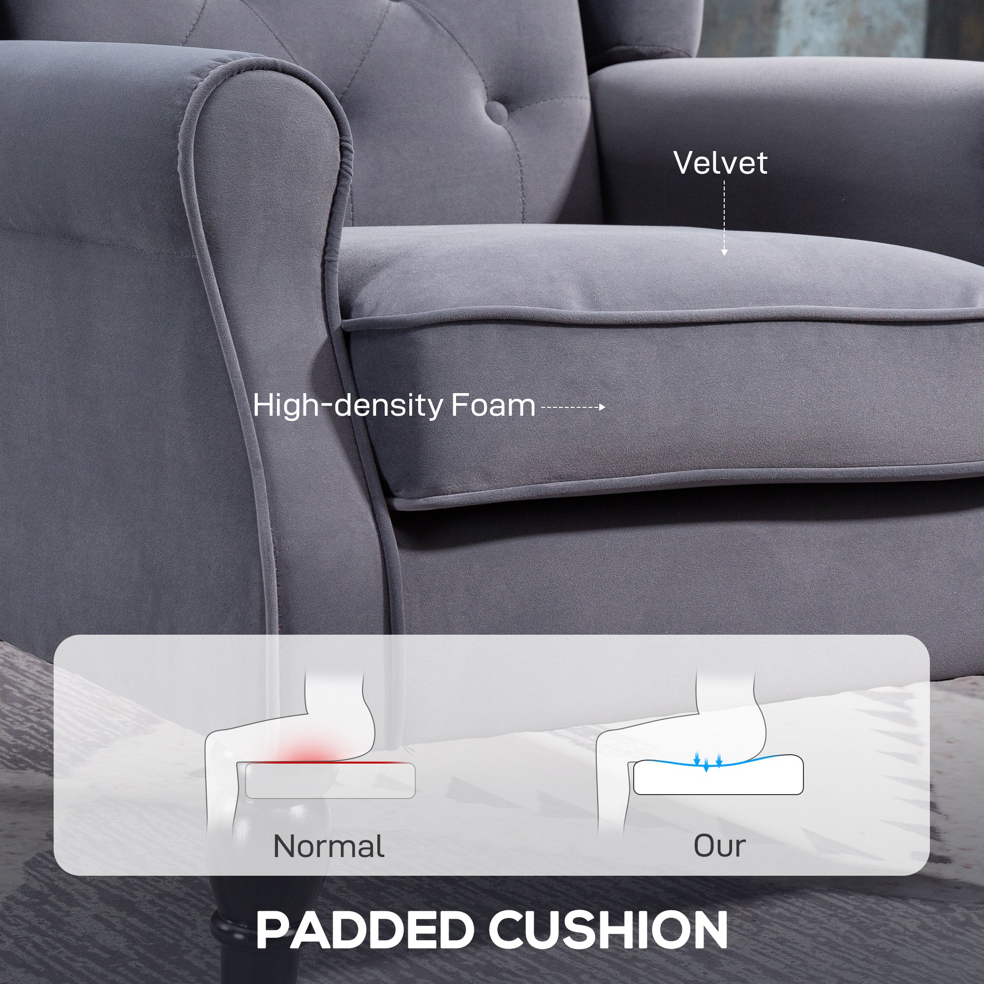 HOMCOM Accent Armchair Home Furniture Retro Tufted Club Fabric - Image 13