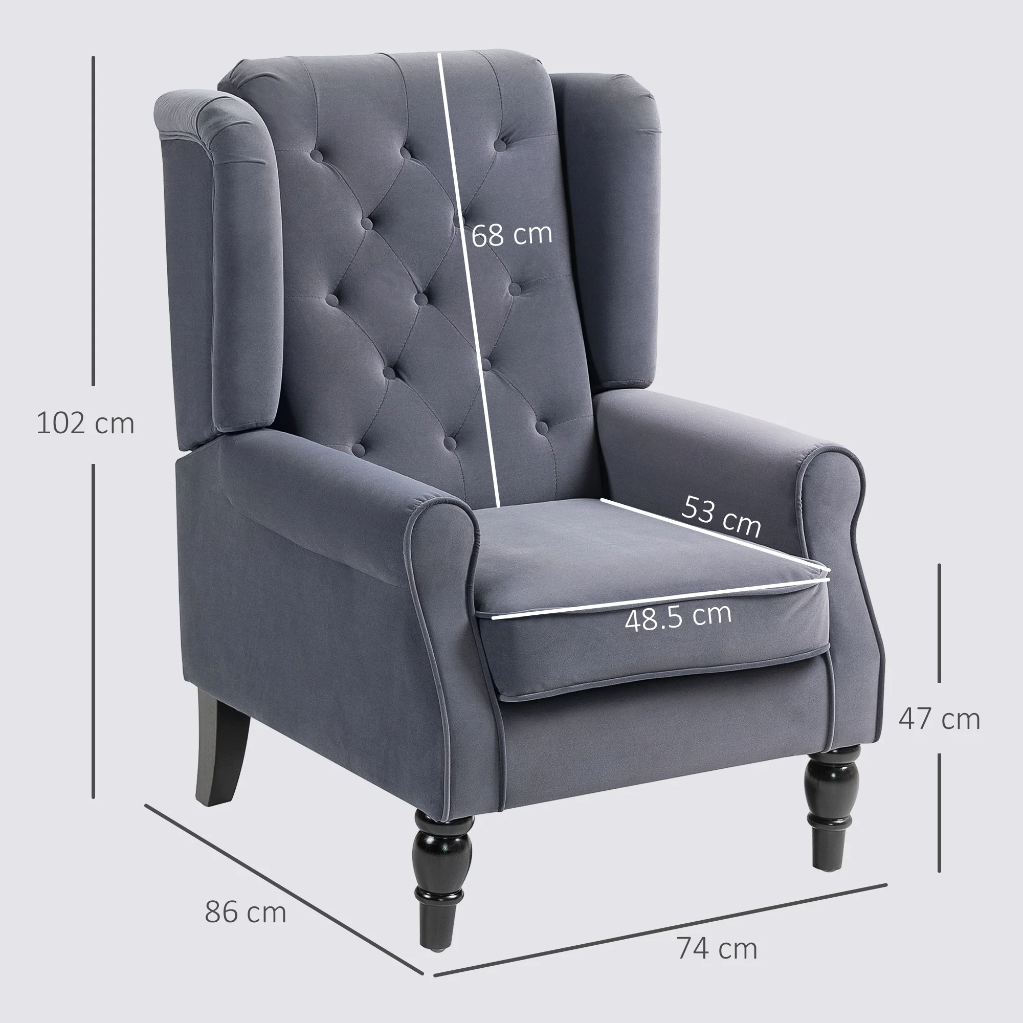 HOMCOM Accent Armchair Home Furniture Retro Tufted Club Fabric - Image 14