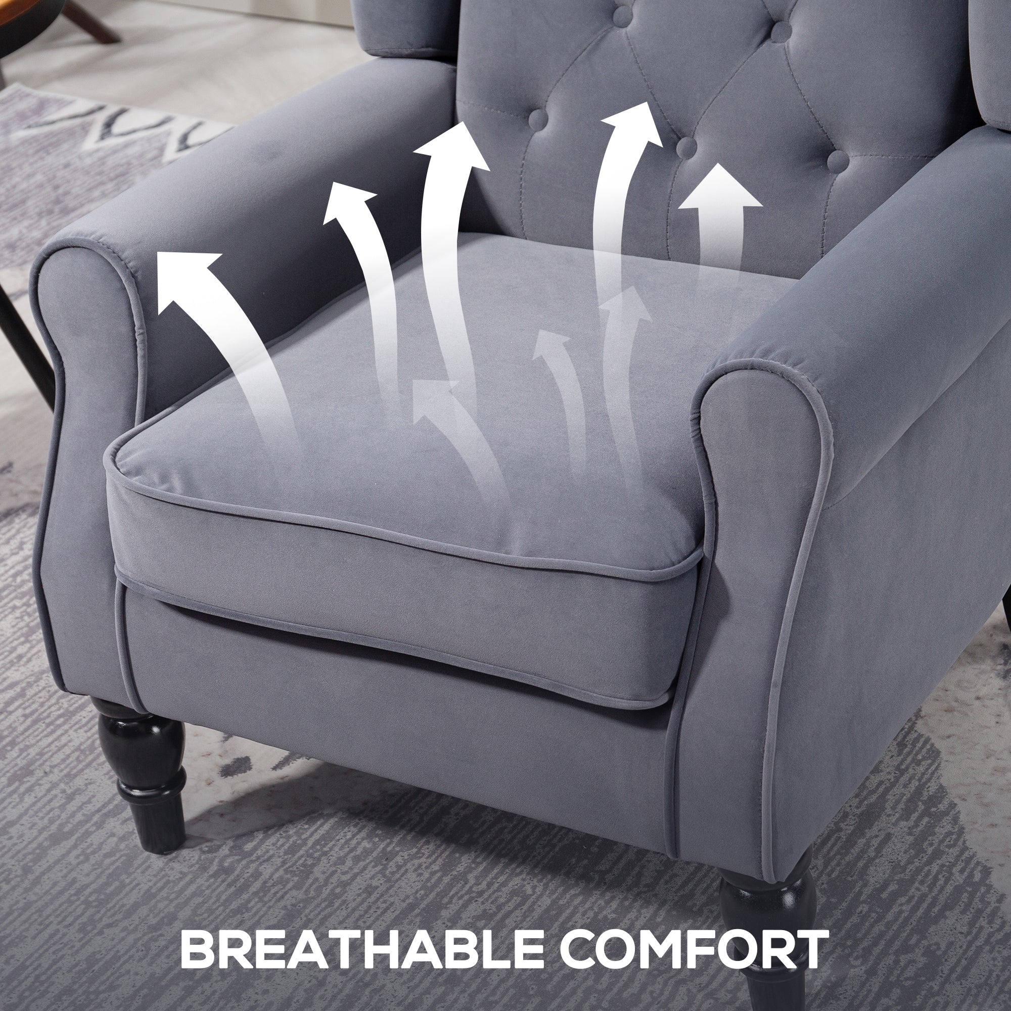 HOMCOM Accent Armchair Home Furniture Retro Tufted Club Fabric - Image 15