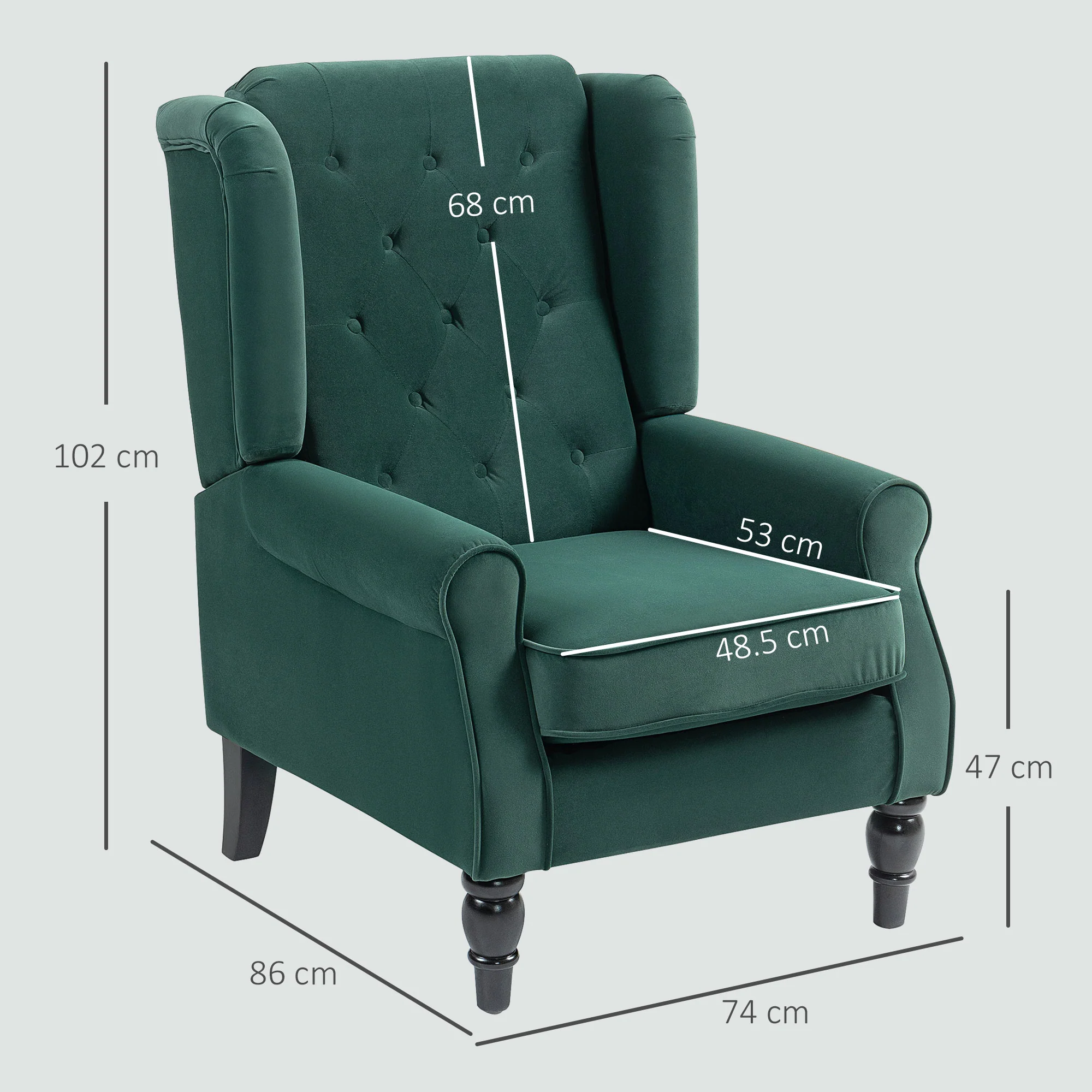 HOMCOM Accent Armchair Home Furniture Retro Tufted Club Fabric - Image 23