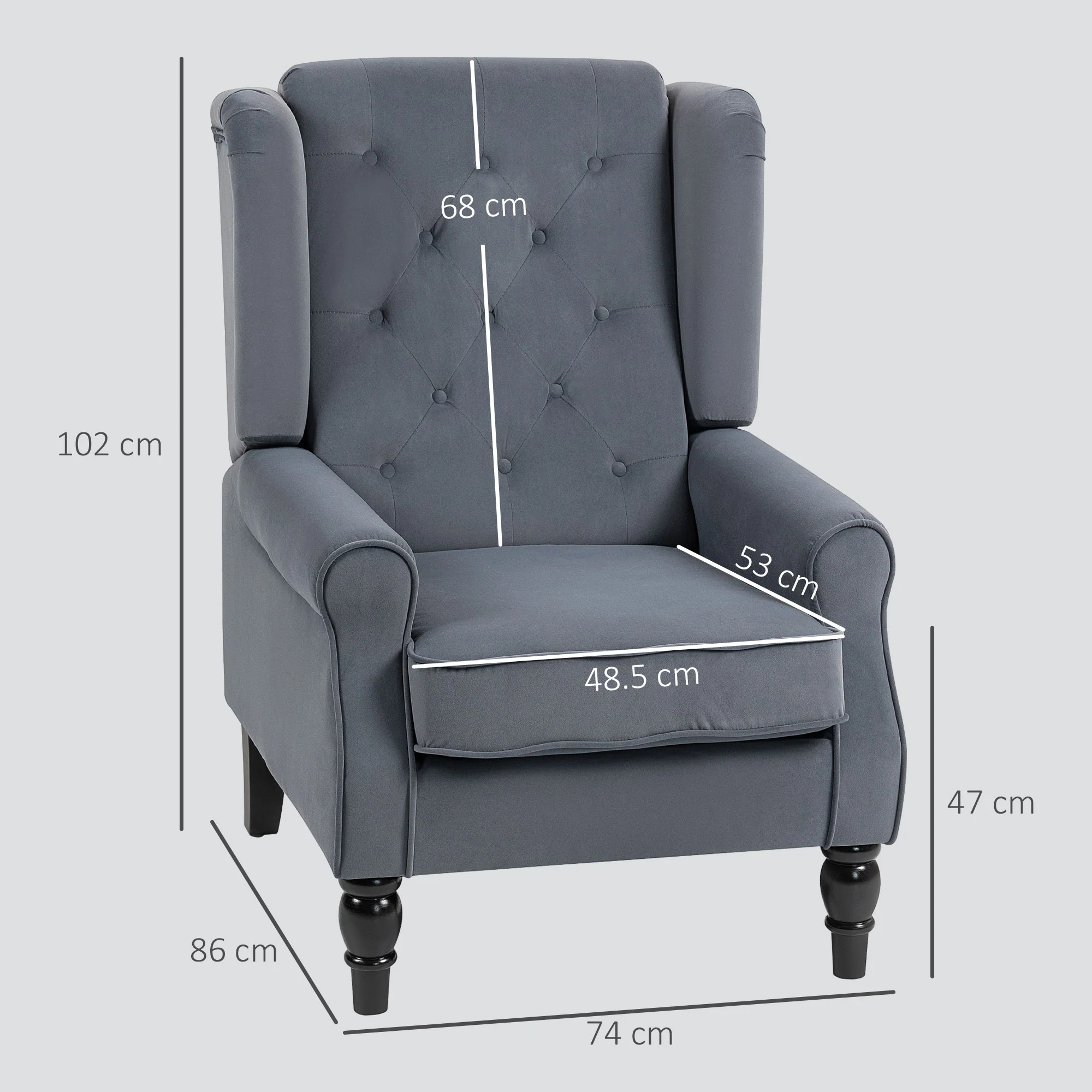 HOMCOM Accent Armchair Home Furniture Retro Tufted Club Fabric - Image 32