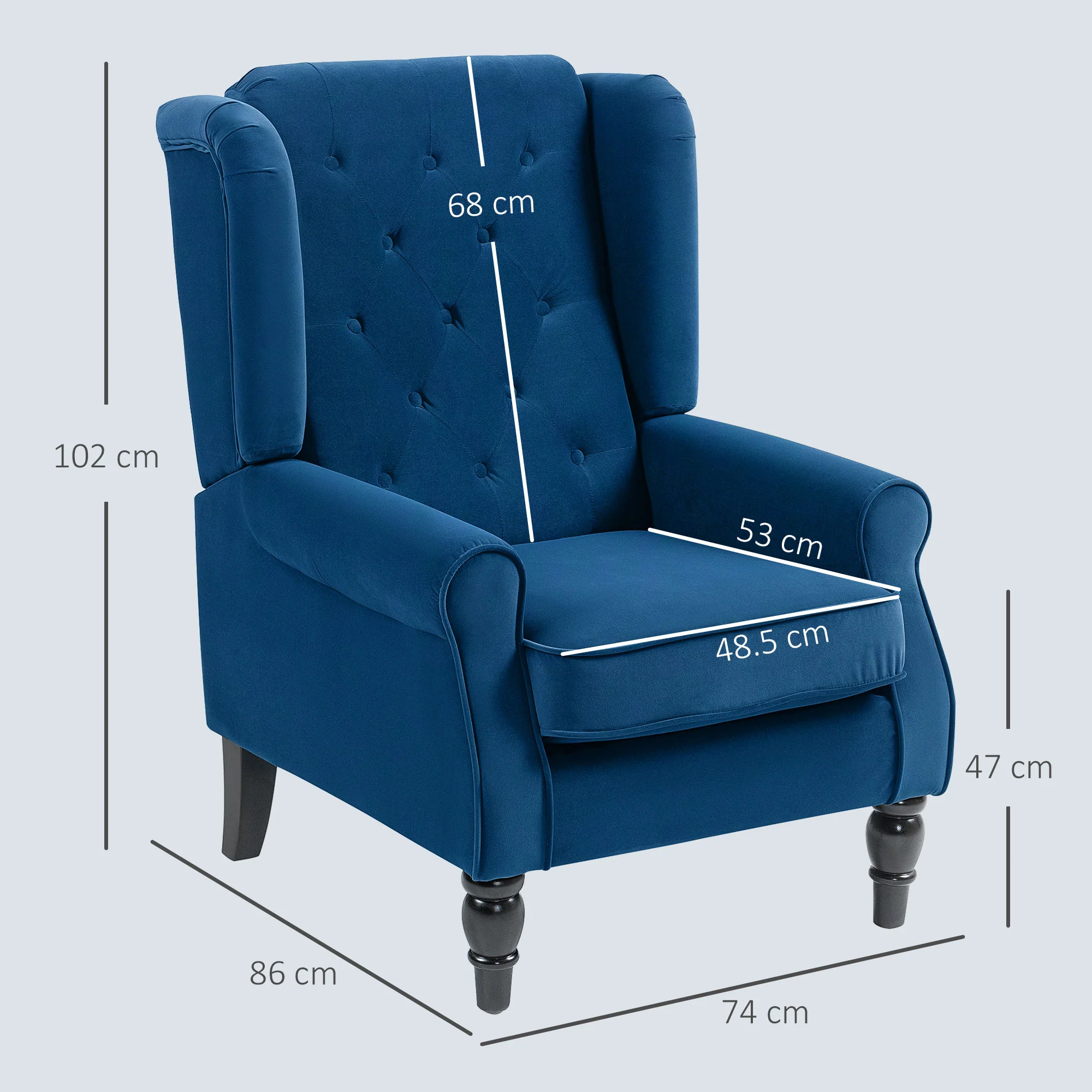 HOMCOM Accent Armchair Home Furniture Retro Tufted Club Fabric - Image 5
