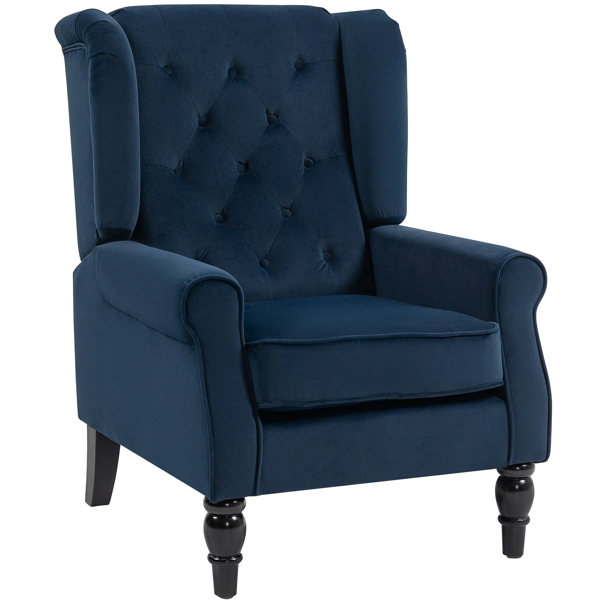 HOMCOM Accent Armchair Home Furniture Retro Tufted Club Fabric Dark Blue