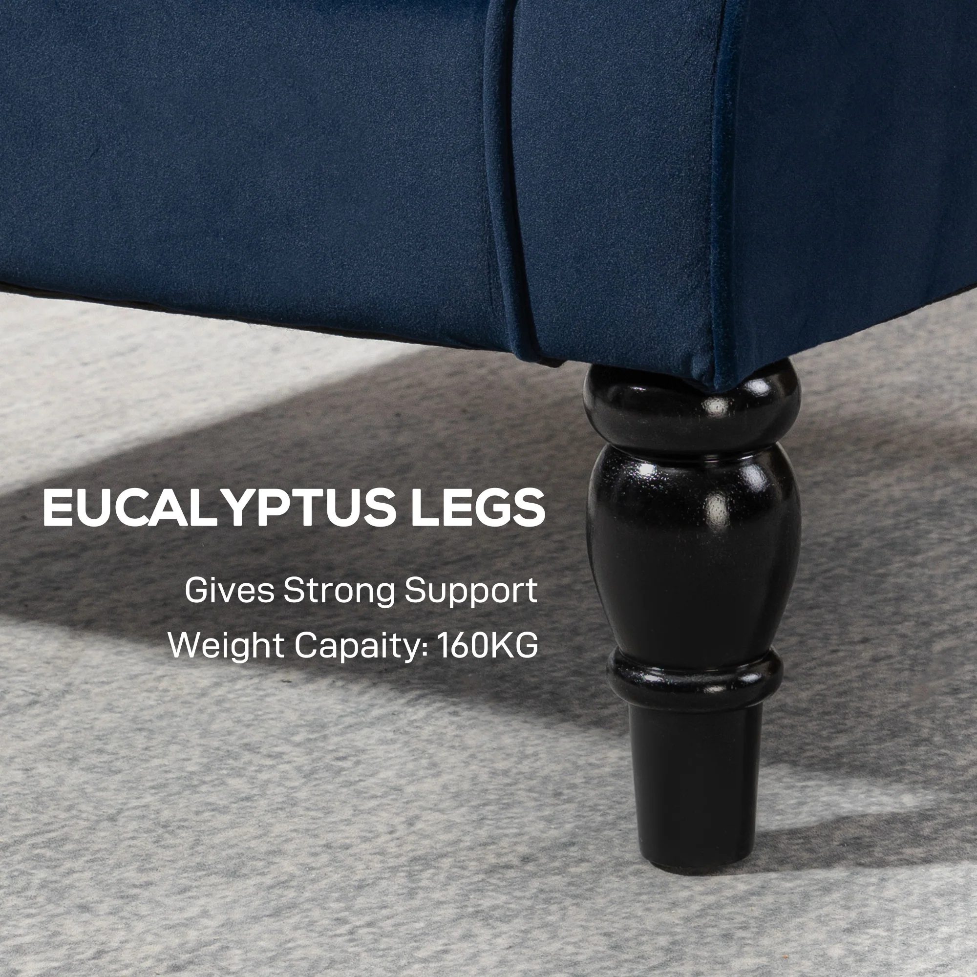 HOMCOM Accent Armchair Home Furniture Retro Tufted Club Fabric Dark Blue - Image 7