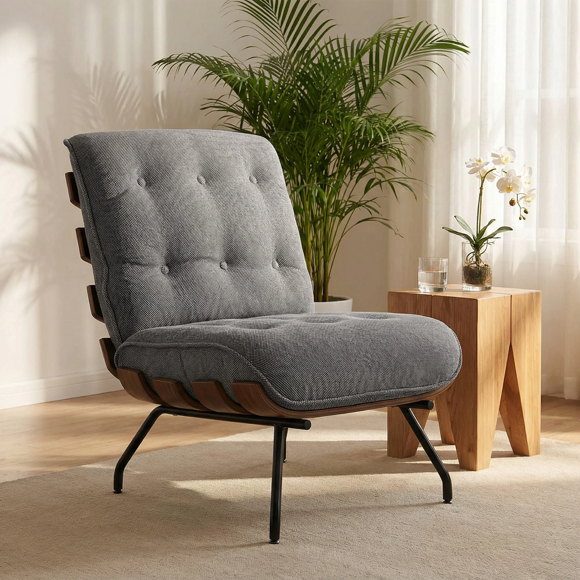 HOMCOM Accent Chair, Reading Chair With Spring Cushion, Dark Grey