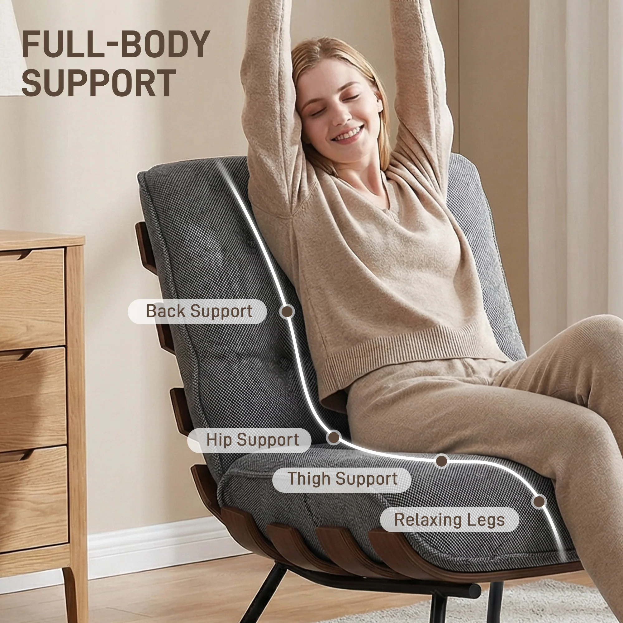 HOMCOM Accent Chair, Reading Chair With Spring Cushion, Dark Grey - Image 4