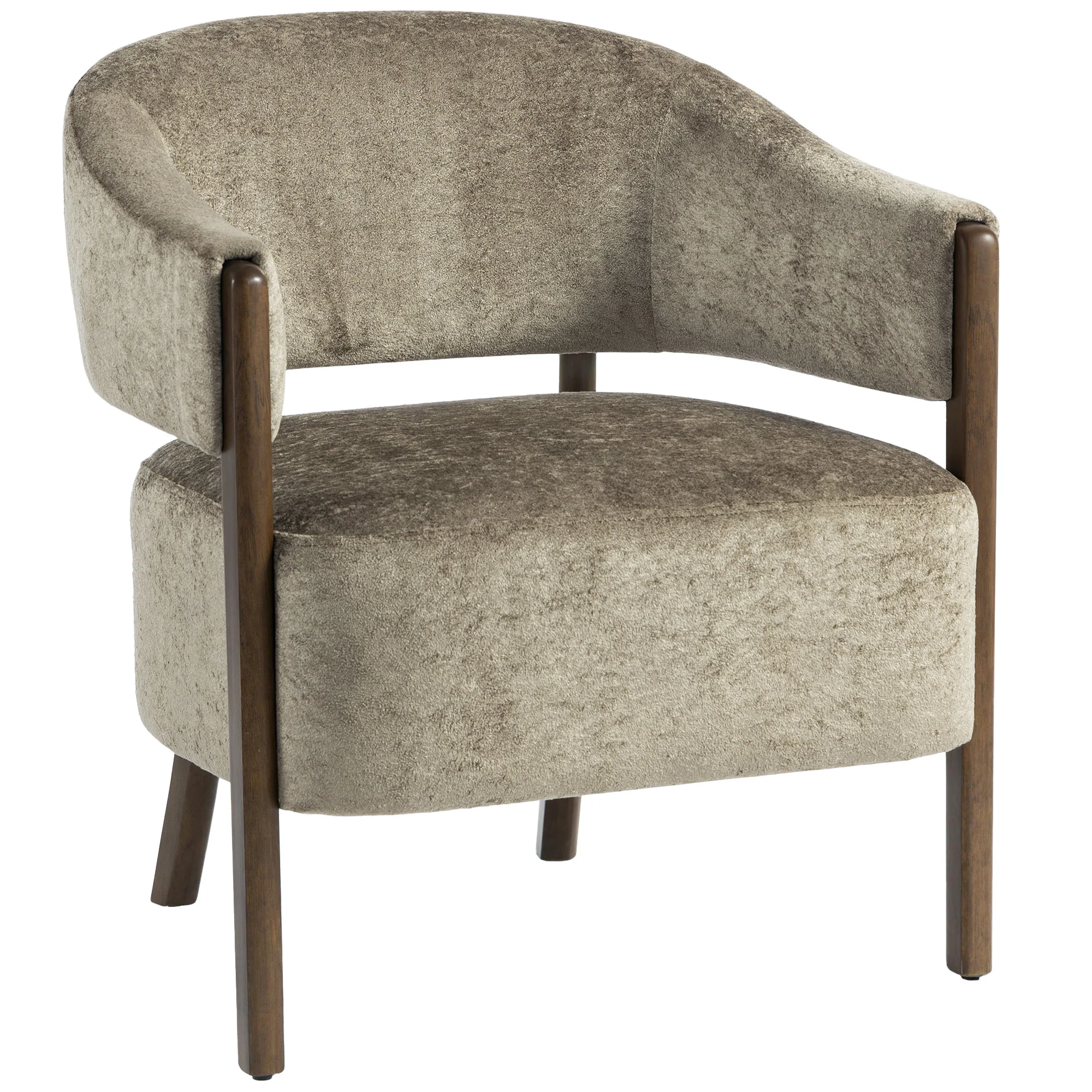 HOMCOM Accent Chair, Upholstered Armchair with Solid Wood Legs, Light Brown