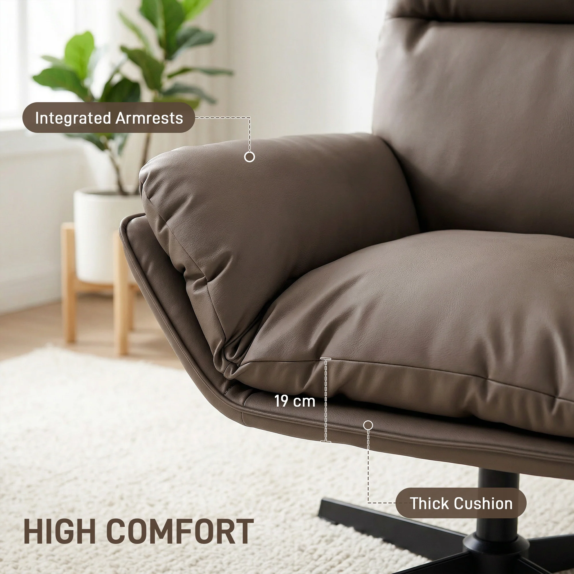HOMCOM Accent Chair With 360 Swivel Dark Brown - Image 4
