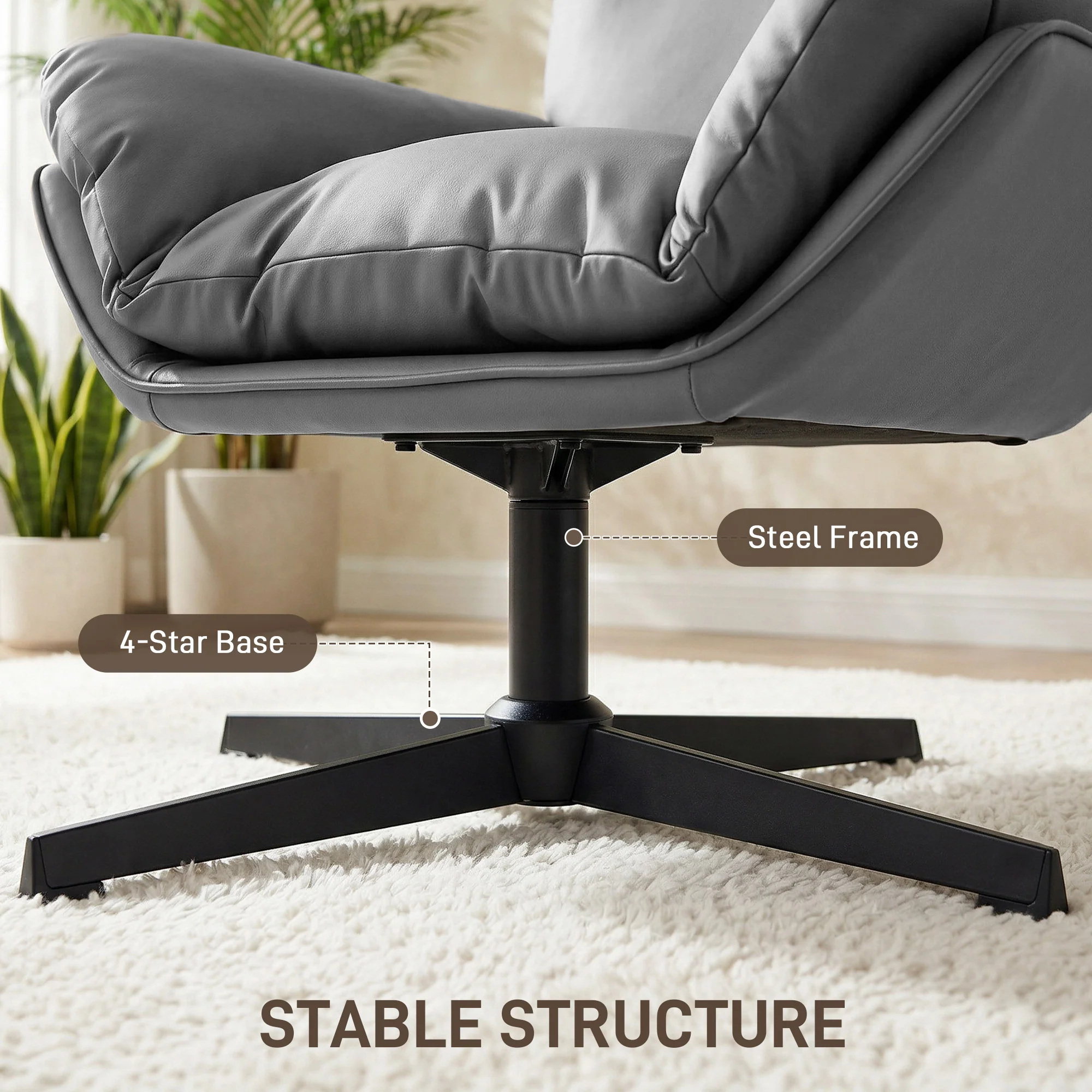 HOMCOM Accent Chair with 360 Swivel Dark Grey - Image 7