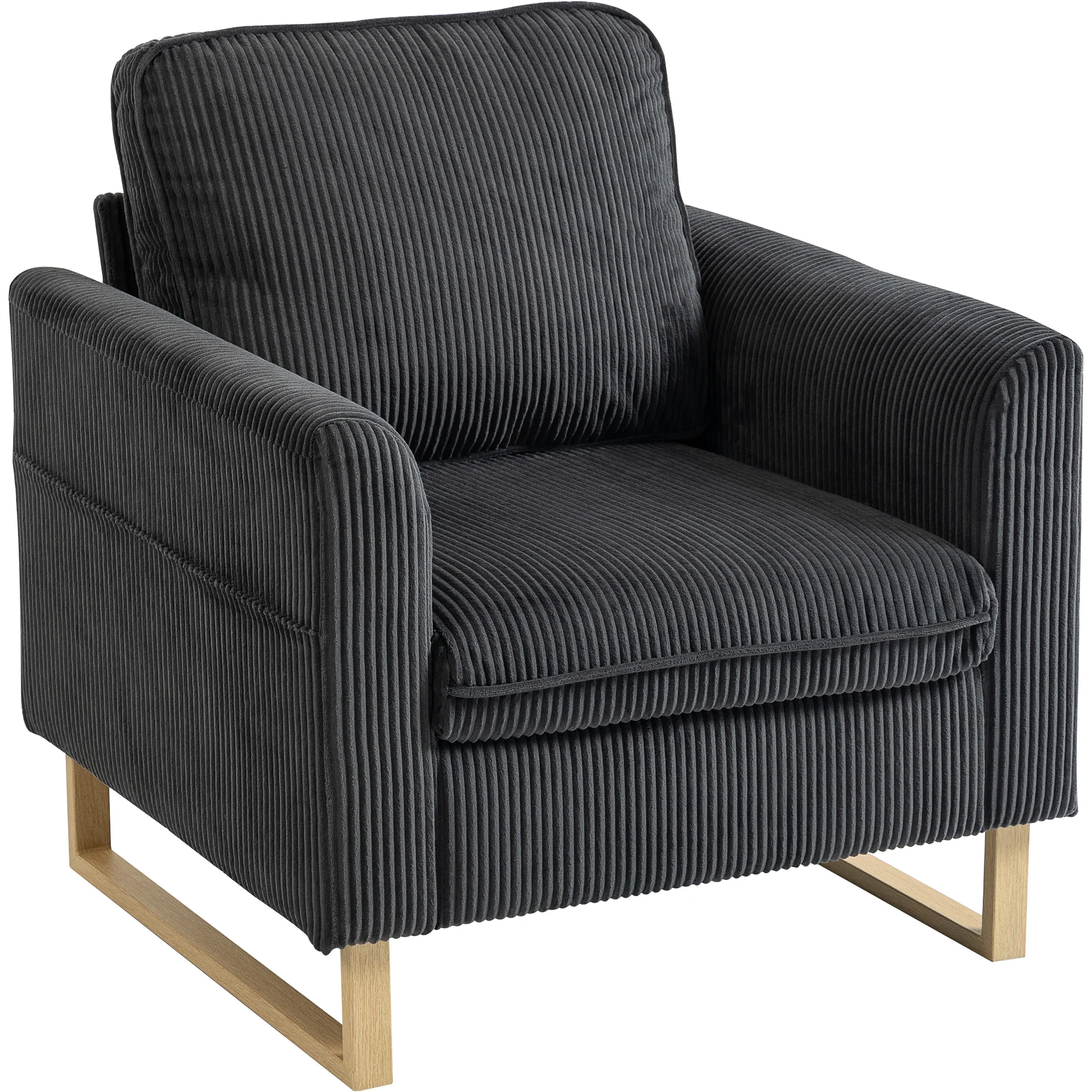 HOMCOM Accent Chair with Metal Legs and Spring Dark Grey