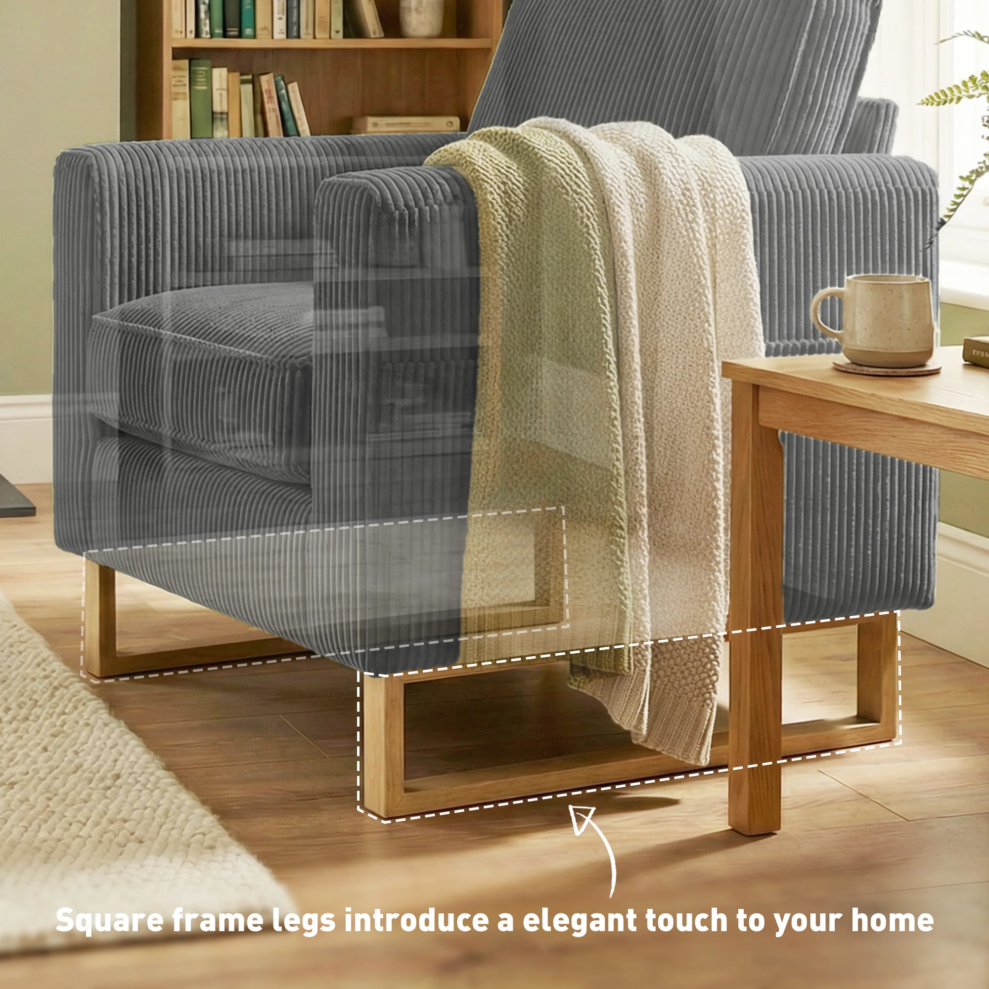 HOMCOM Accent Chair with Metal Legs and Spring Dark Grey - Image 6