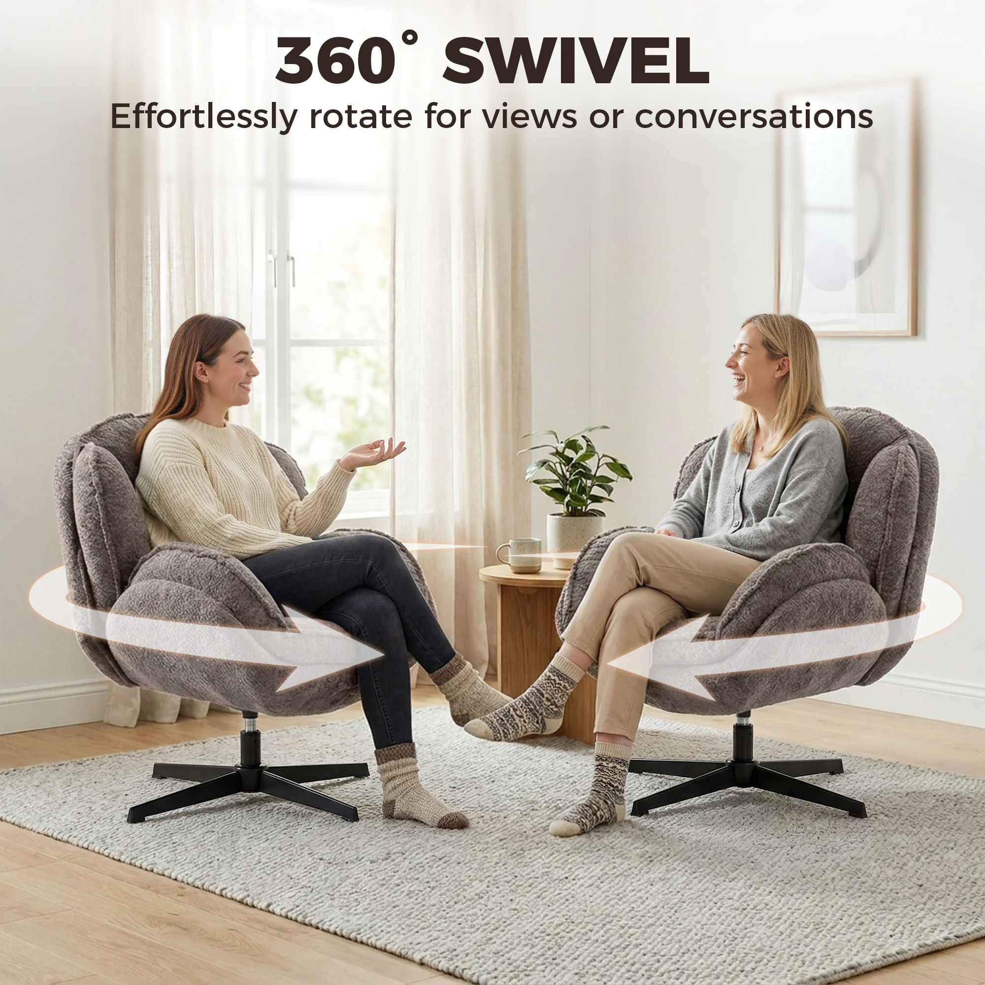 HOMCOM Accent Chair with Swivel for Living Room Grey - Image 7