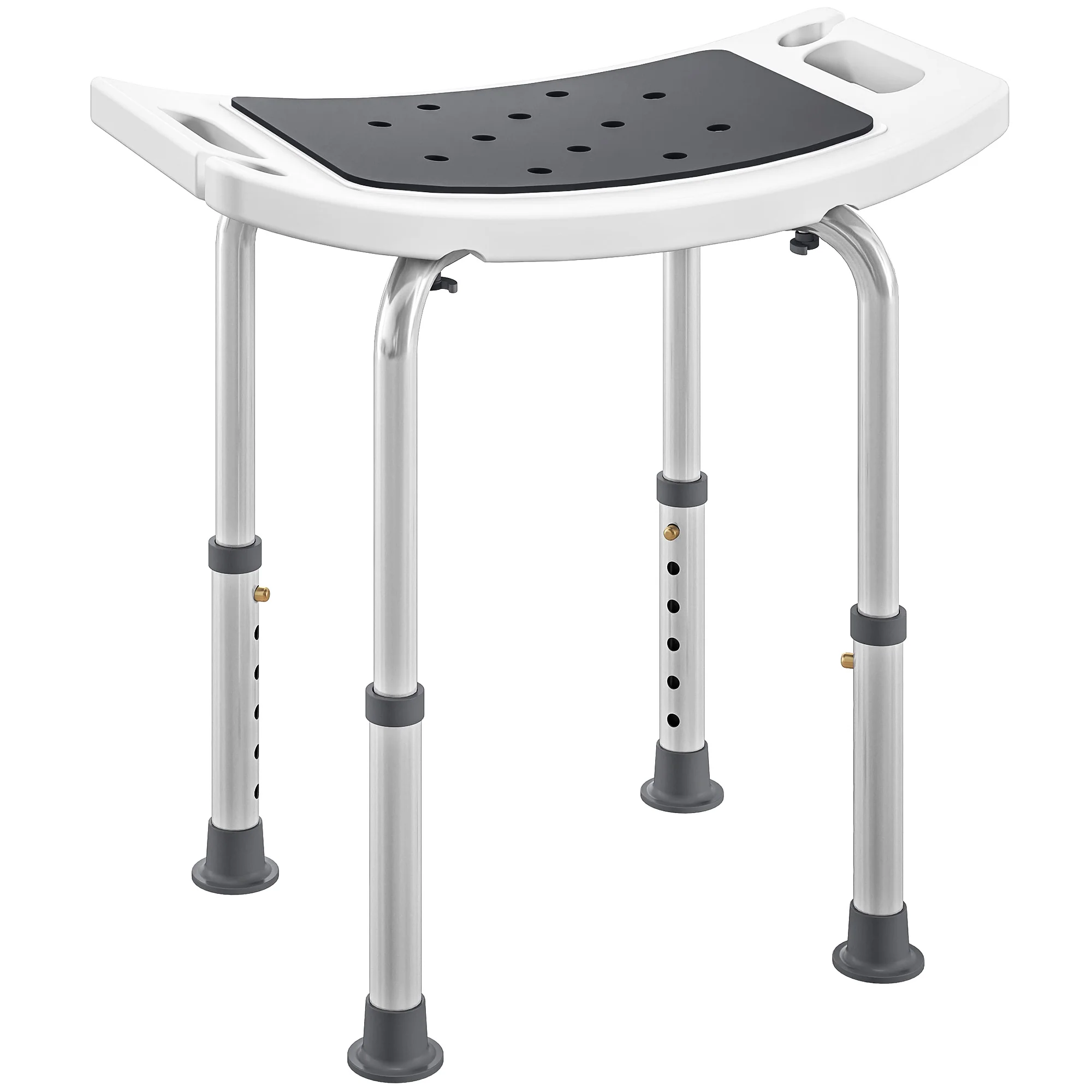 HOMCOM Adjust Aluminium Bath Stool Shower Non-Slip W/ Shower Hole
