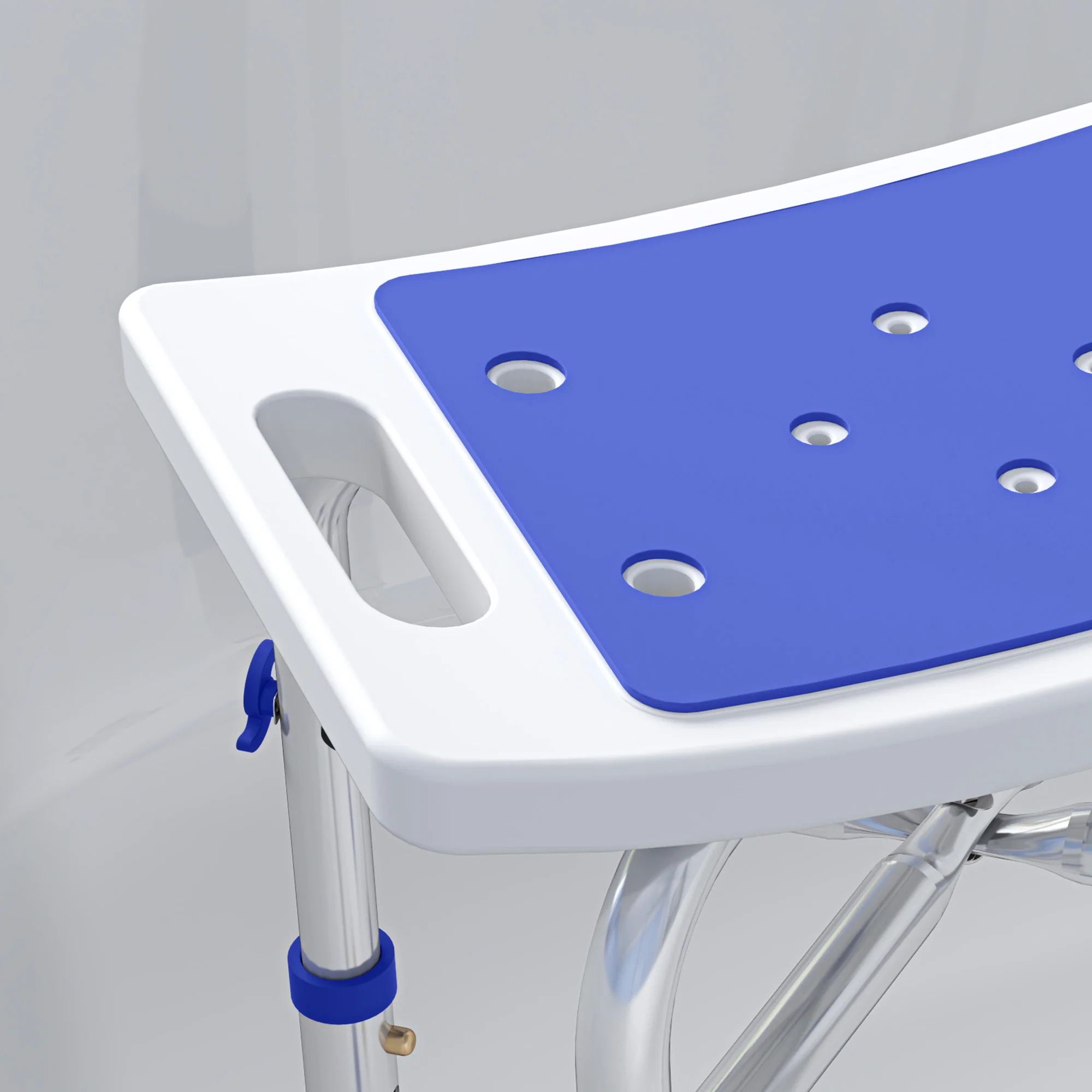 HOMCOM Adjustable Shower Stool With Foot Pads For Elderly Disabled Purple - Image 9