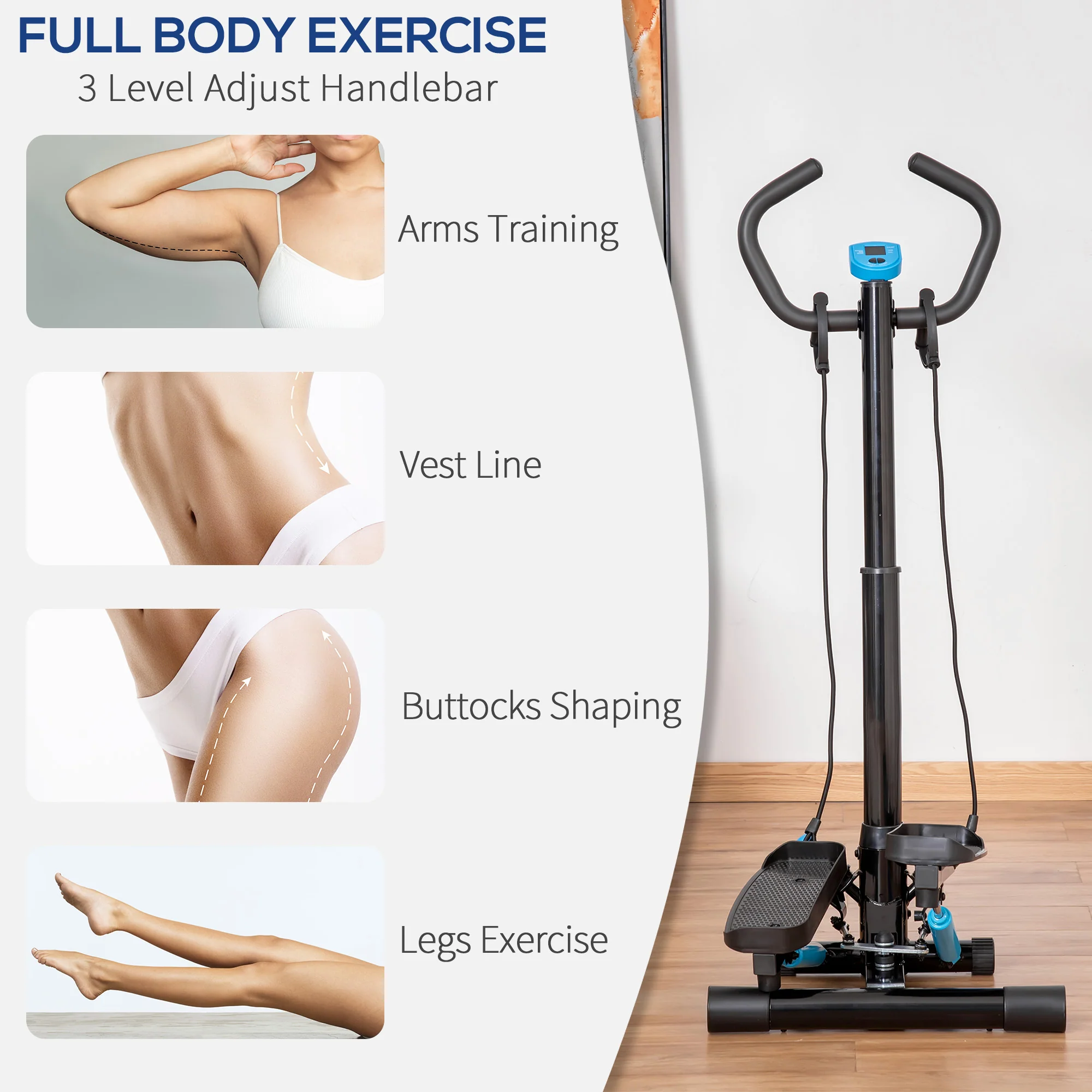 HOMCOM Adjustable Twist Stepper Step Machine For Home Gym Aerobic Workout - Image 7