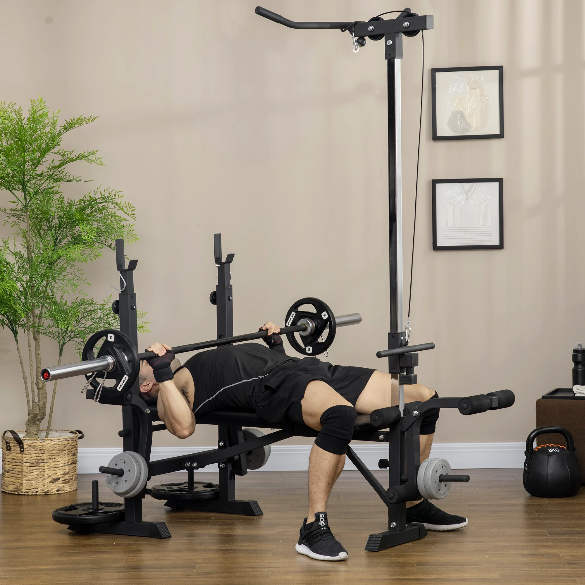 HOMCOM Adjustable Weight Bench Multifunction Full Body Workout Bench - Image 2