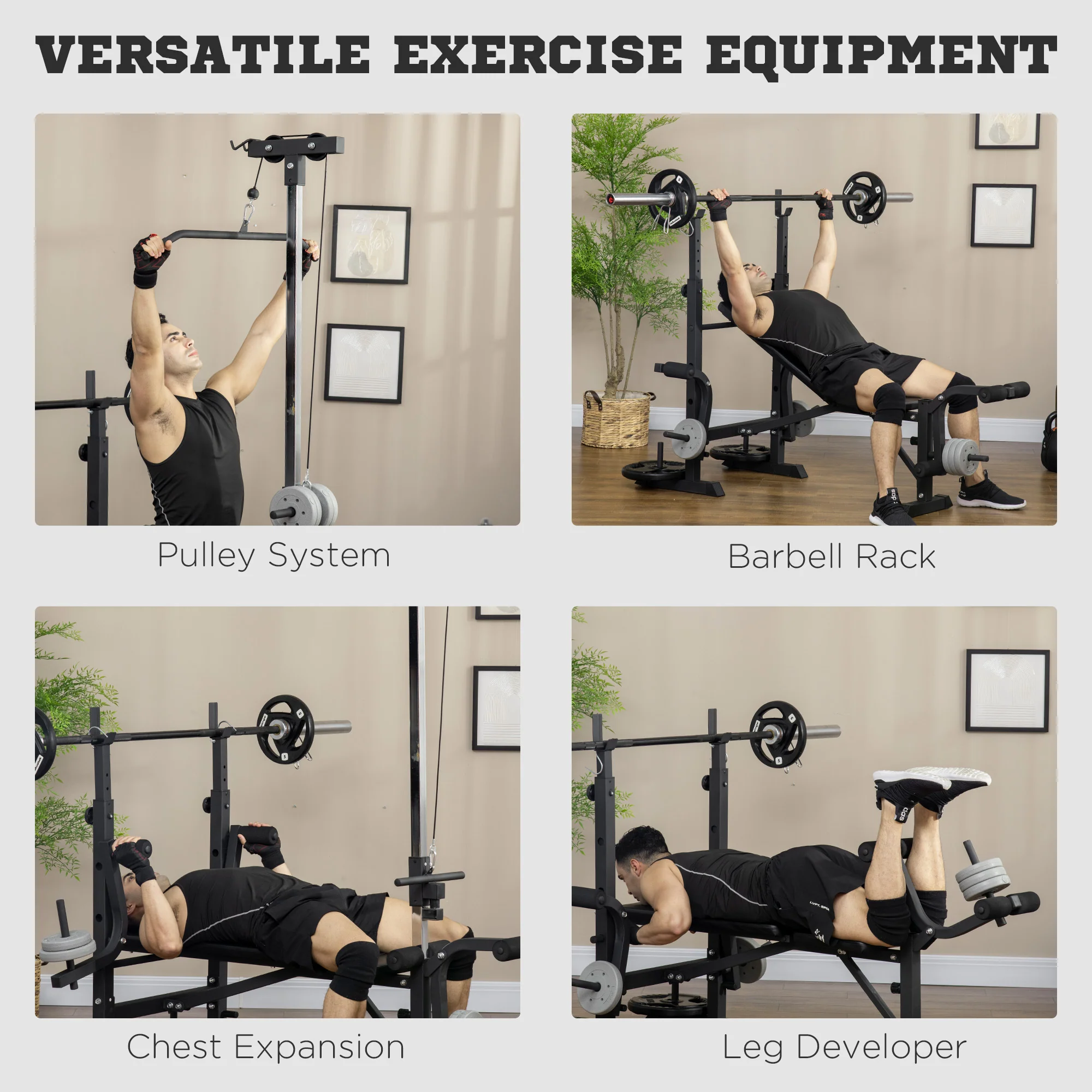 HOMCOM Adjustable Weight Bench Multifunction Full Body Workout Bench - Image 3