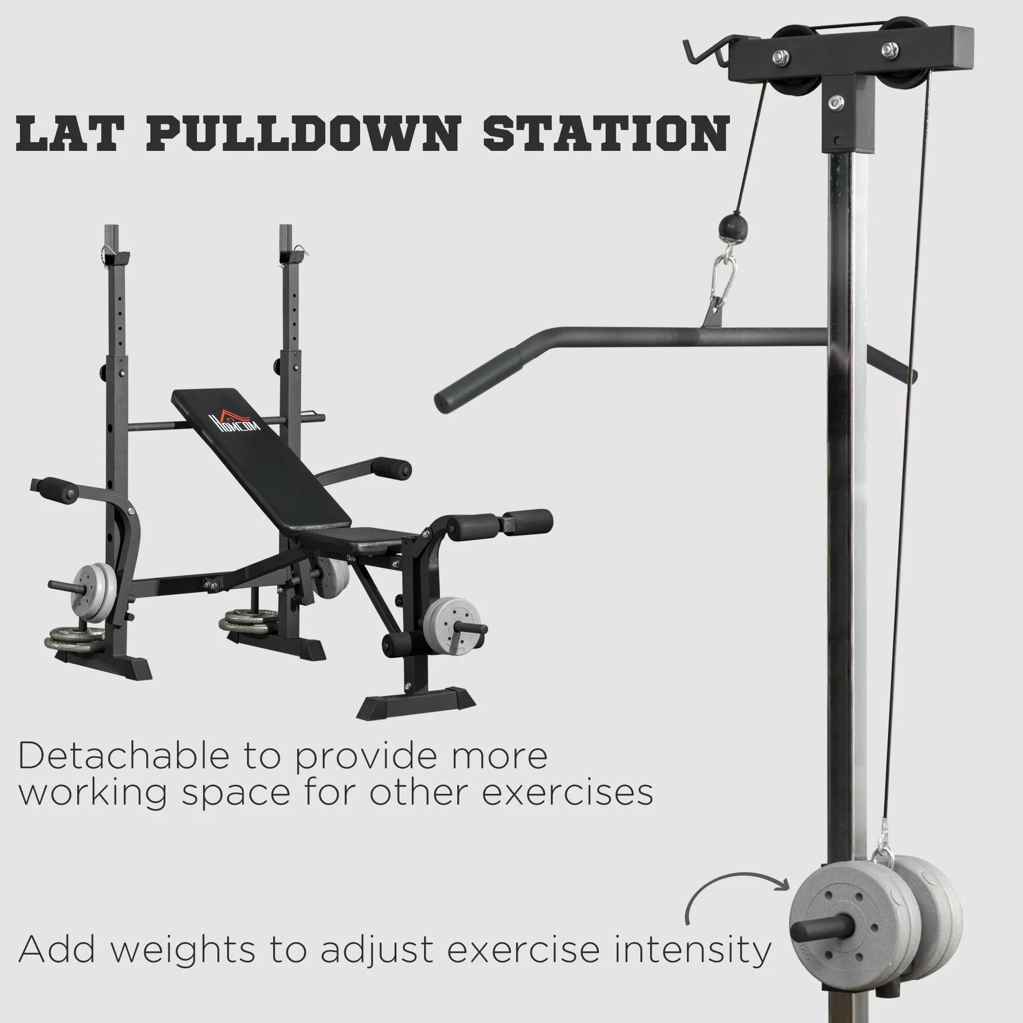 HOMCOM Adjustable Weight Bench Multifunction Full Body Workout Bench - Image 4
