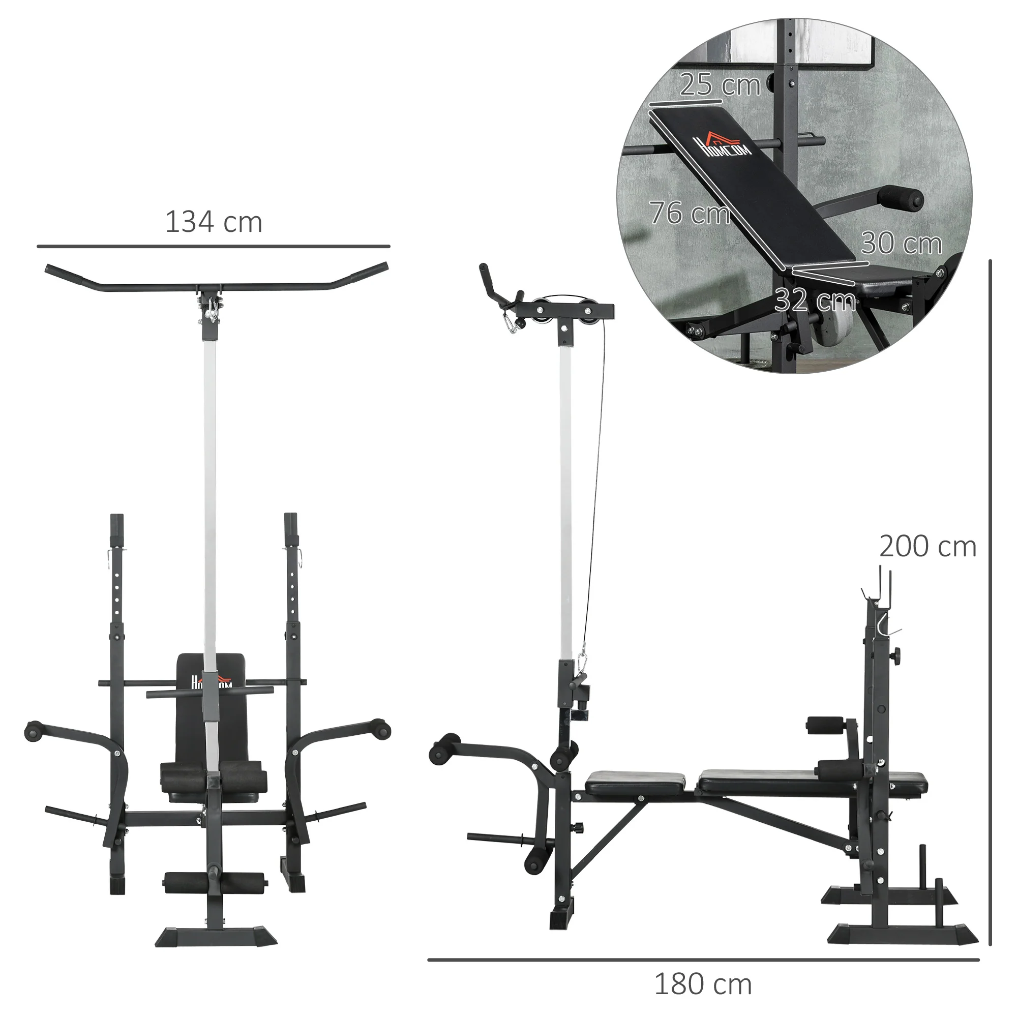 HOMCOM Adjustable Weight Bench Multifunction Full Body Workout Bench - Image 5