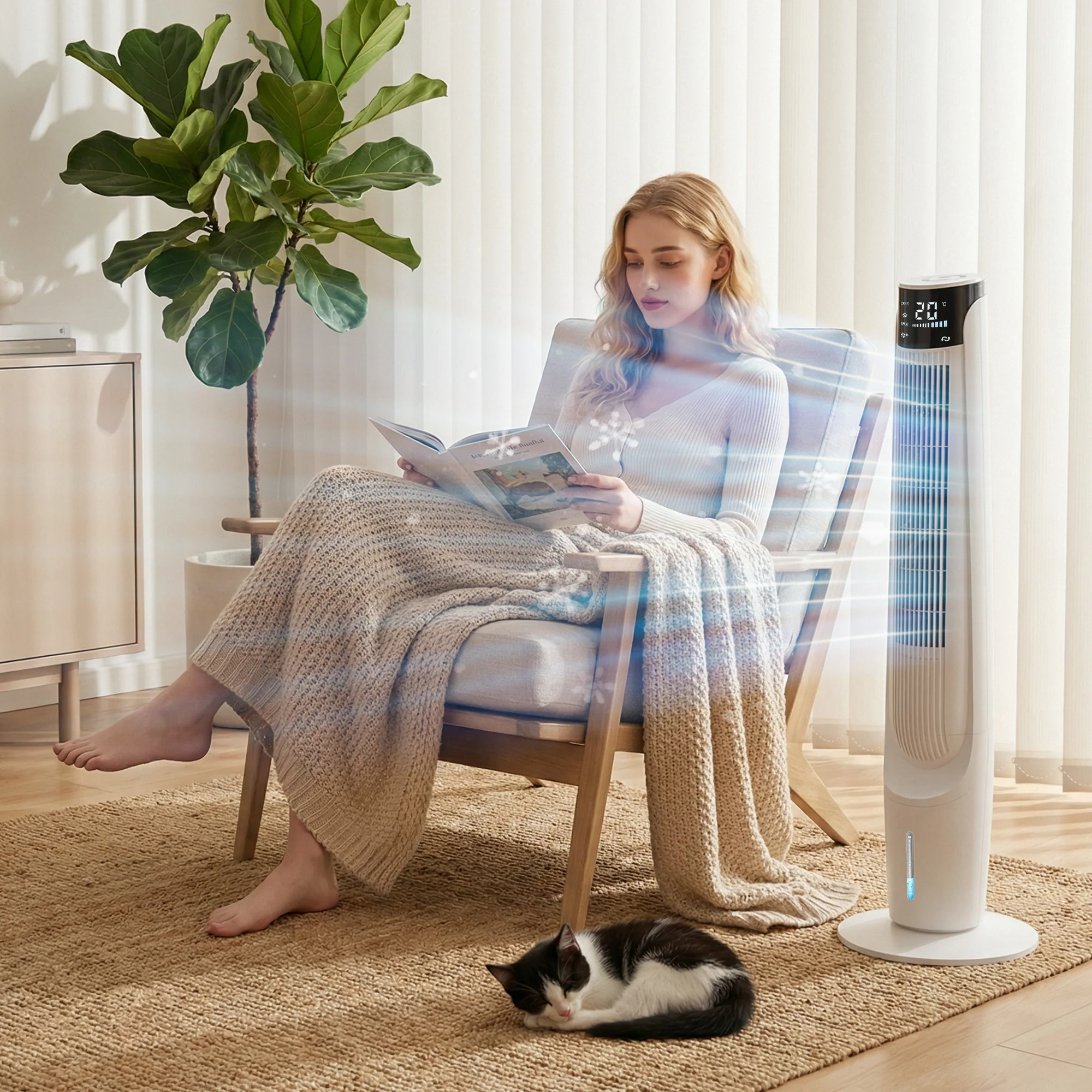 HOMCOM Air Cooler Ice Cooling Fan For Bedroom, Living Room, White - Image 2