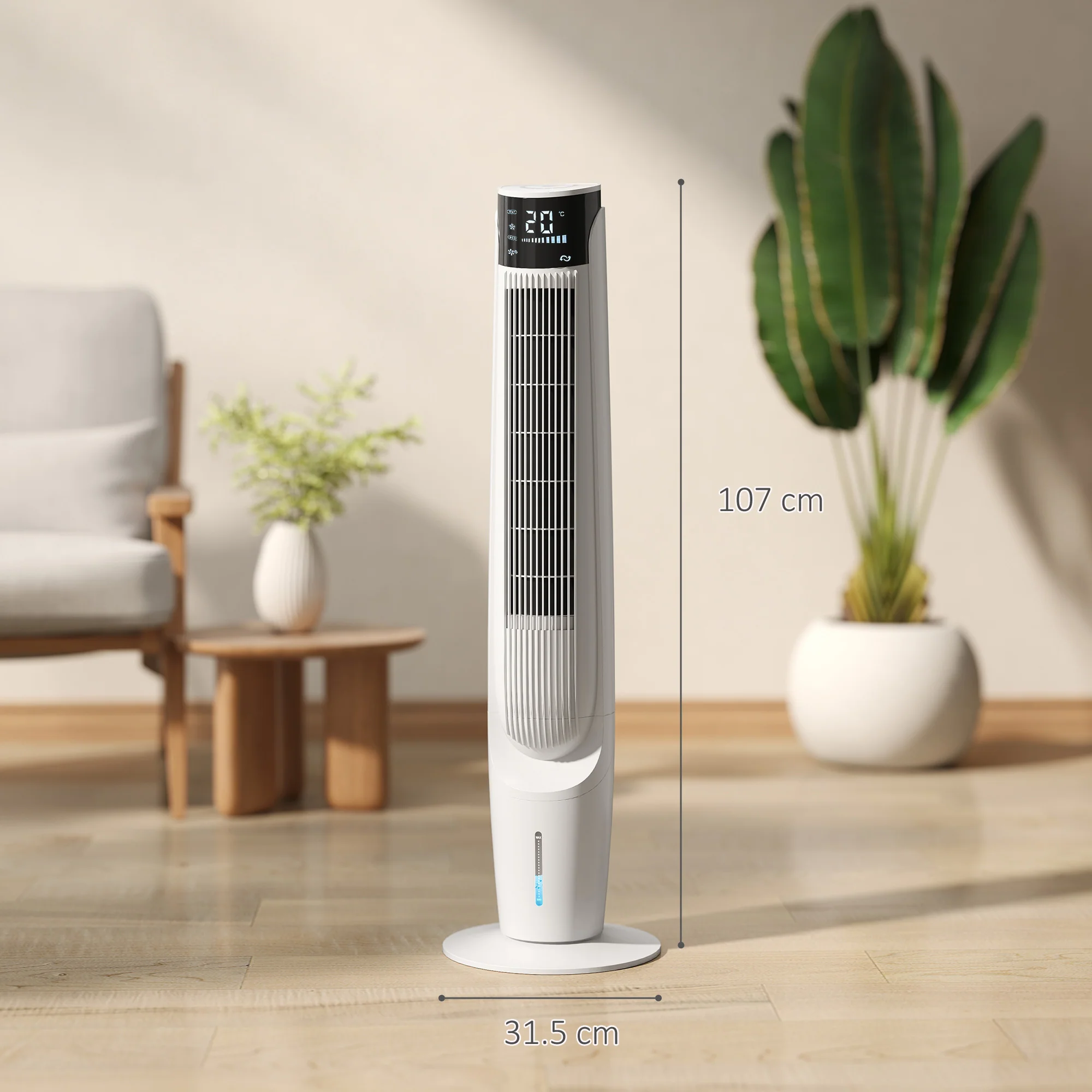 HOMCOM Air Cooler Ice Cooling Fan For Bedroom, Living Room, White - Image 3