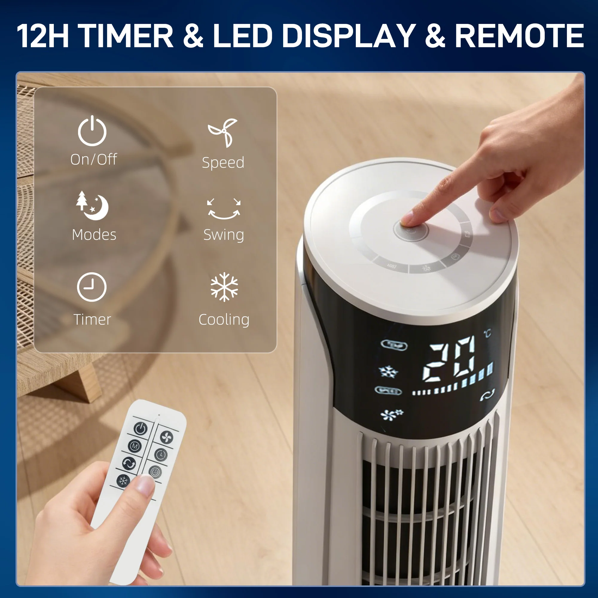 HOMCOM Air Cooler Ice Cooling Fan For Bedroom, Living Room, White - Image 8