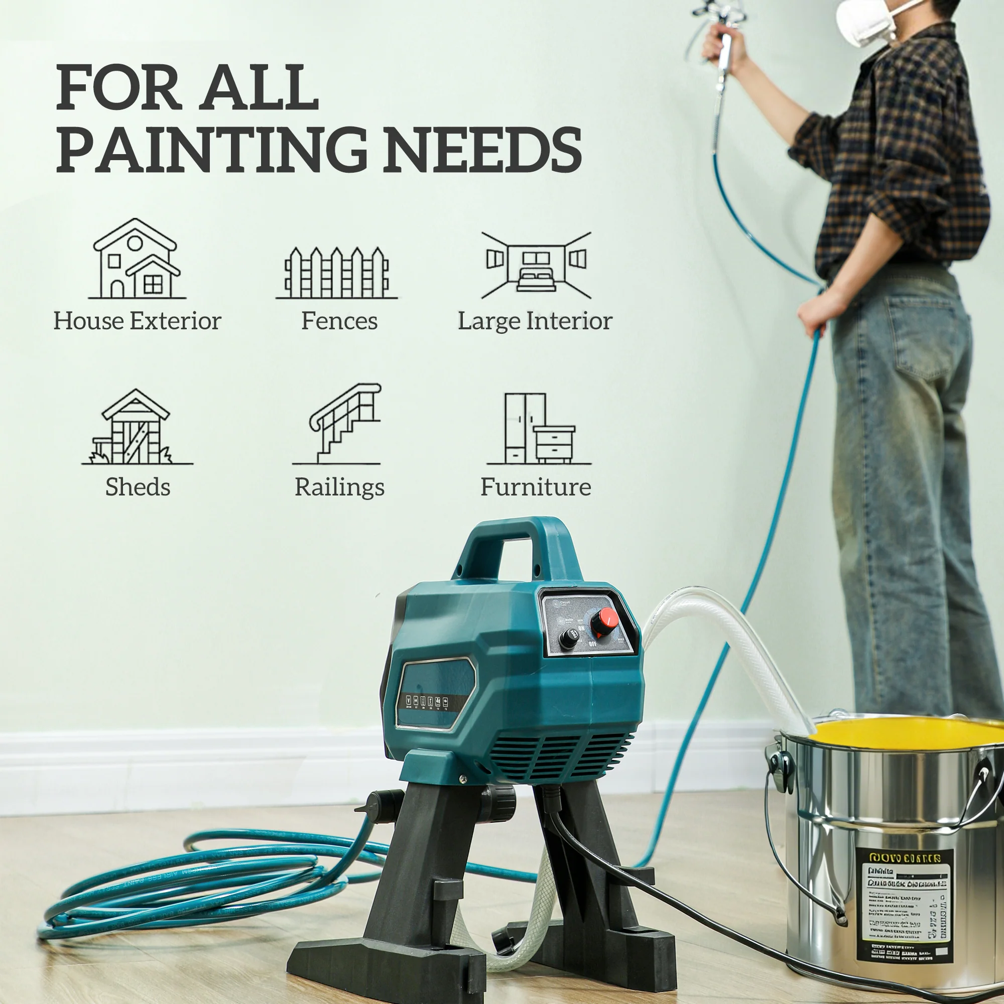 HOMCOM Airless Paint Sprayer, Wall Spray Gun For DIY Painting, 200 Bar - Image 4