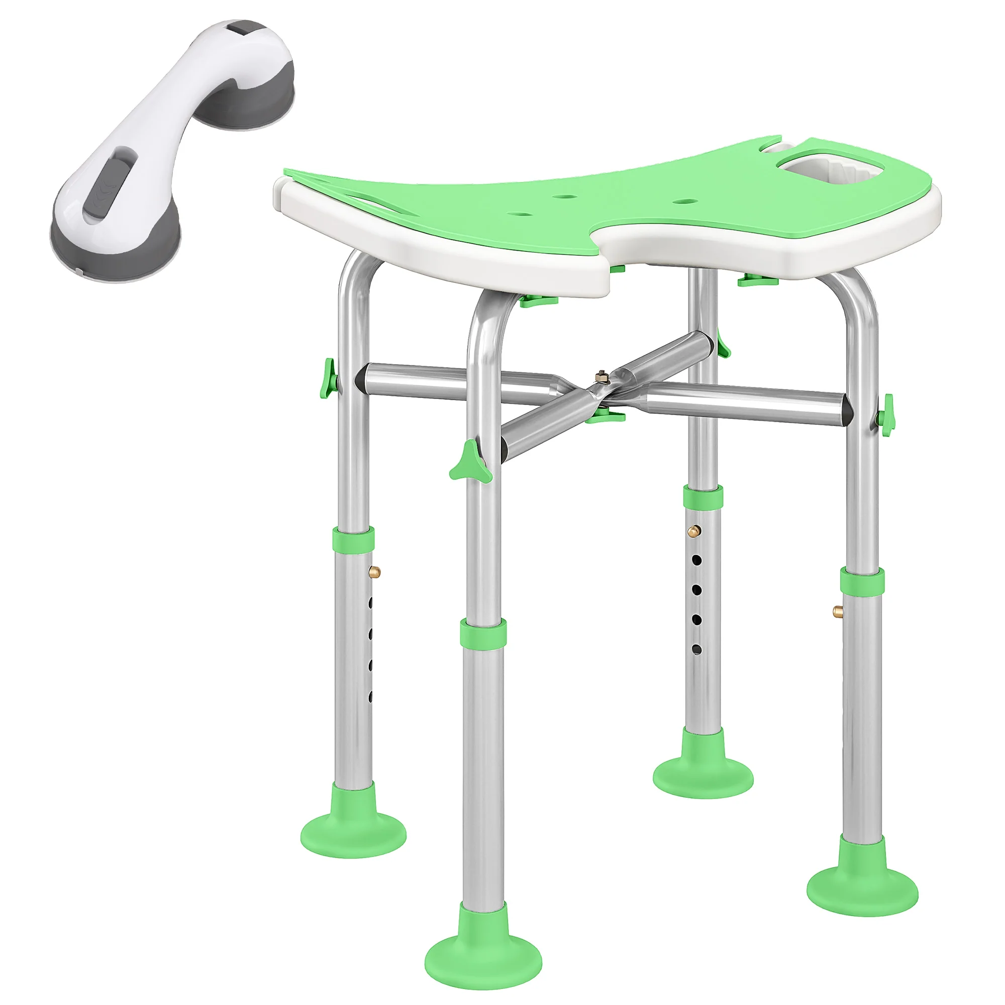 HOMCOM Aluminium Shower Stool For Elderly Disabled Non-Slip Bath Stool