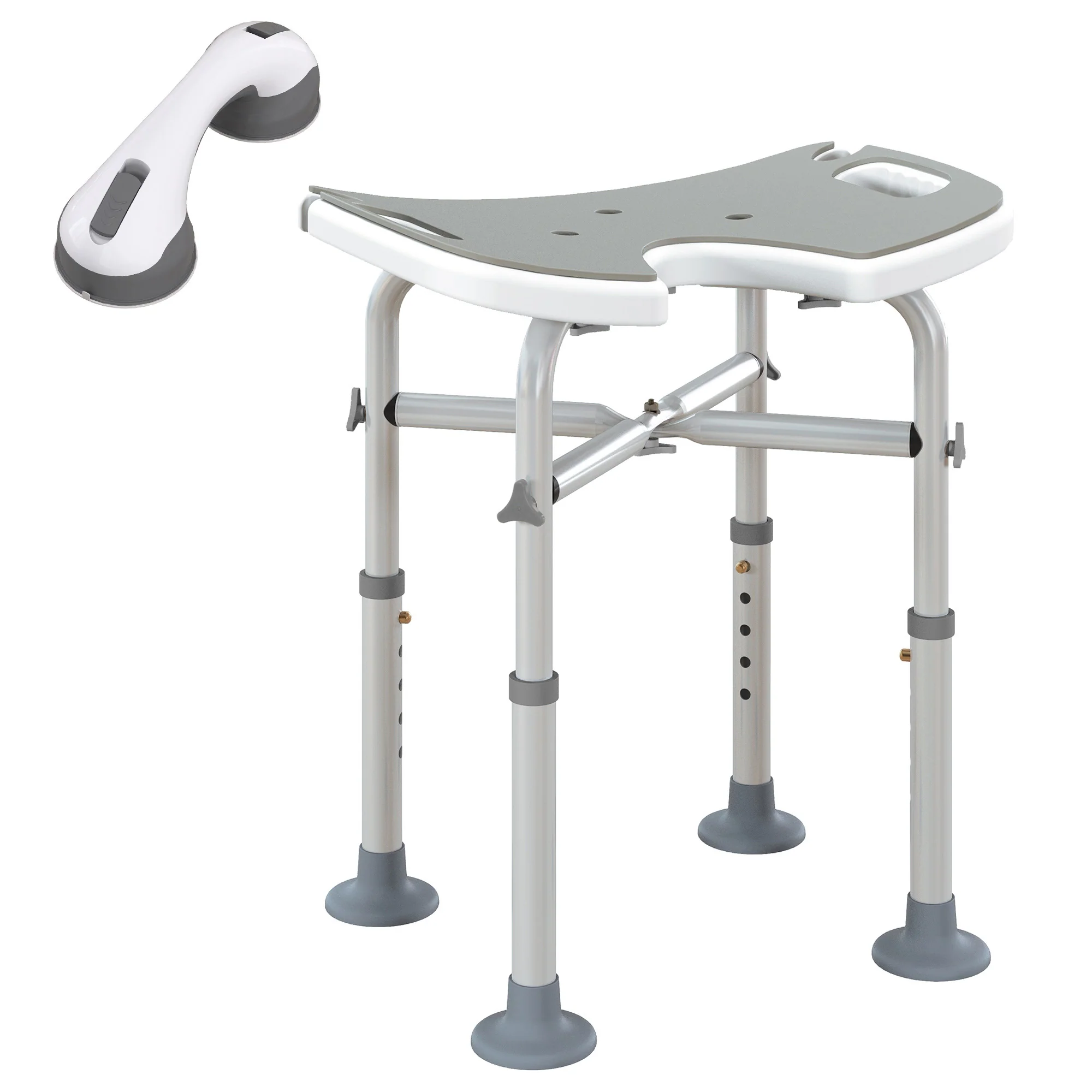 HOMCOM Aluminium Shower Stool For Elderly Disabled Non-Slip Bath Stool Blue - Image 10