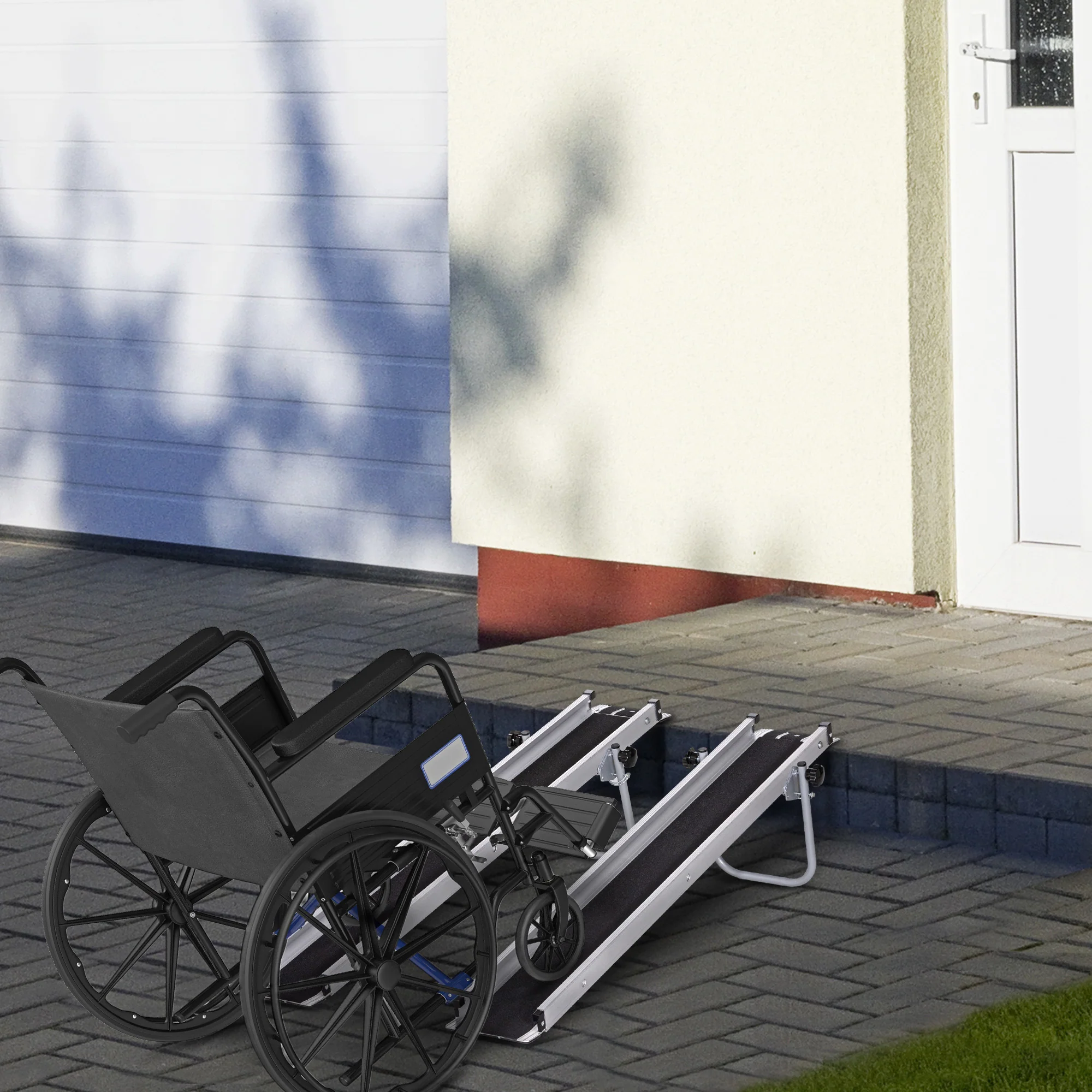 HOMCOM Aluminium Telescopic Wheelchair Ramps, 244cm, 270kg, Folding Ramp - Image 2