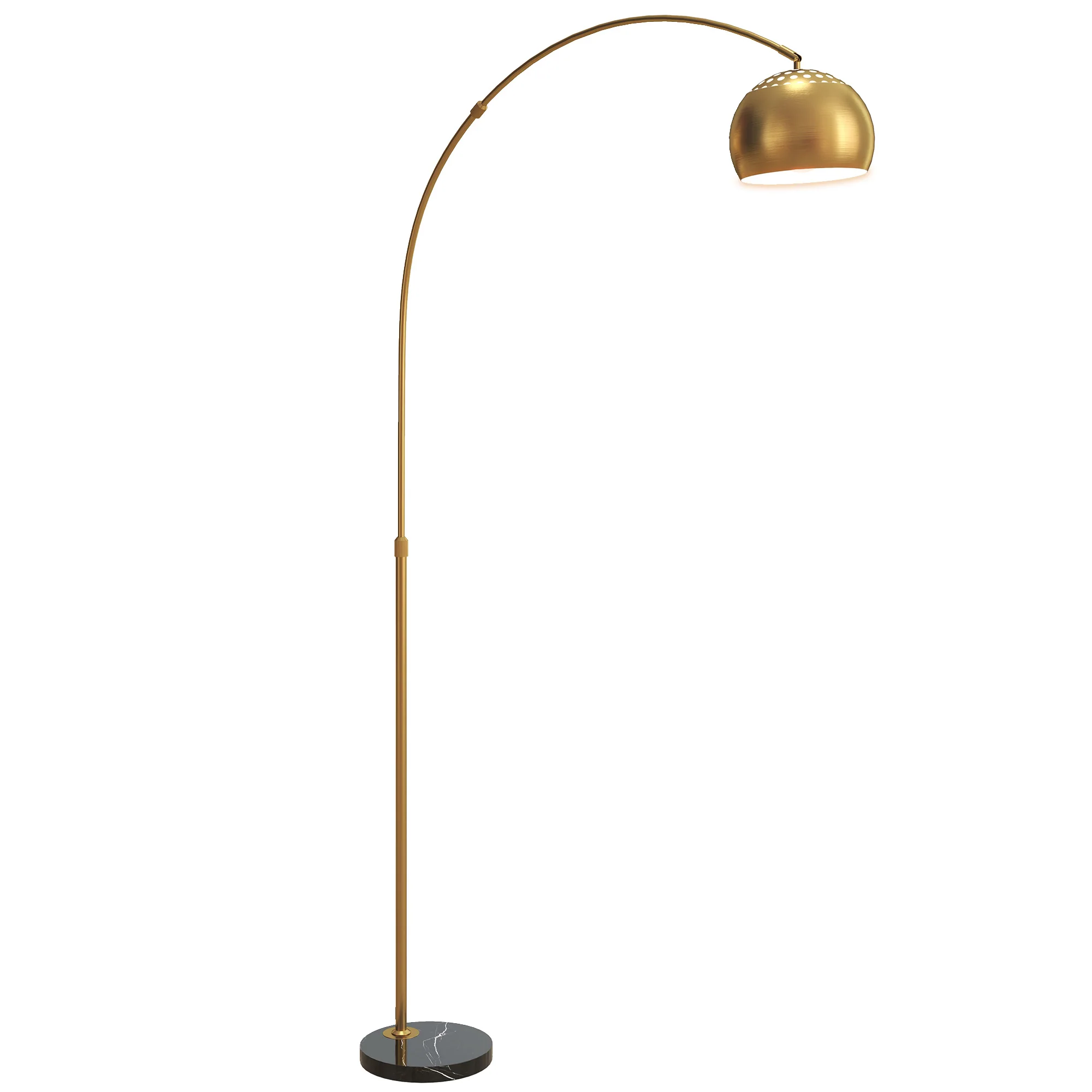 HOMCOM Arc Floor Lamp For Living Room, Free Standing Tall Lamp, Gold Tone