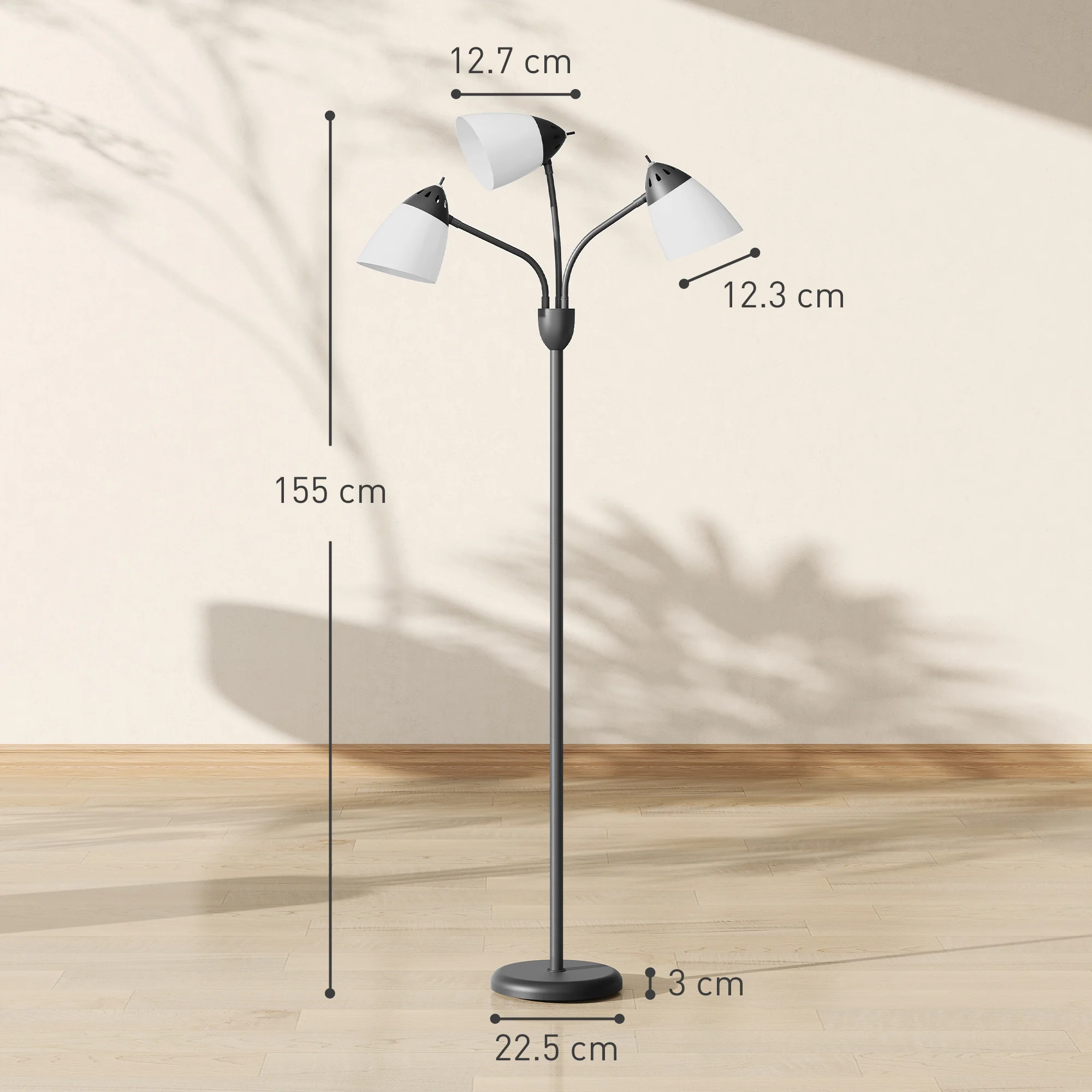 HOMCOM Arc Tree Floor Lamp With 3000K/4500K/6500K Colour Temperatures Black - Image 5