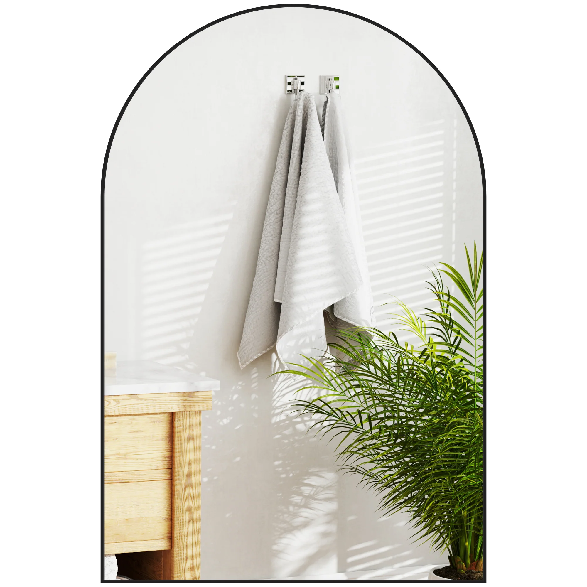 HOMCOM Arch Bathroom Mirror, Modern Wall Mirror with Steel Frame, Black - Image 10