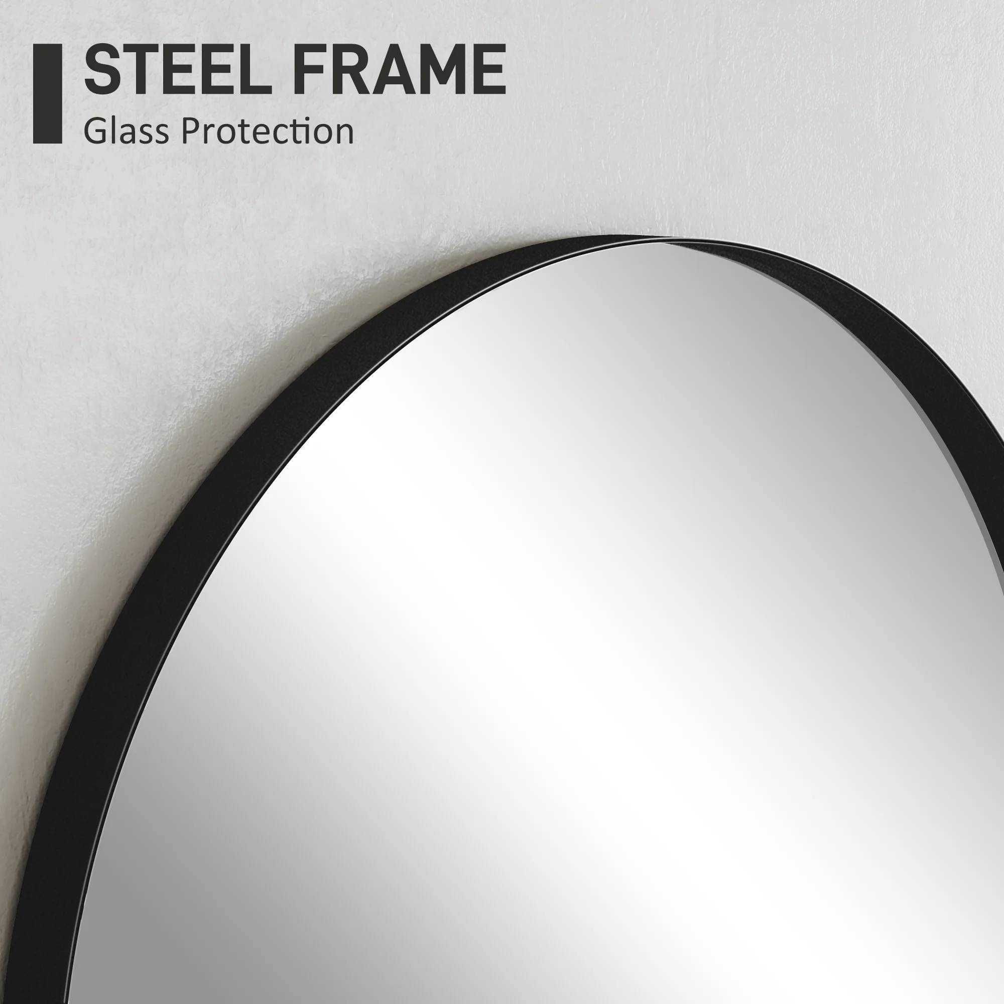 HOMCOM Arch Bathroom Mirror, Modern Wall Mirror with Steel Frame, Black - Image 12