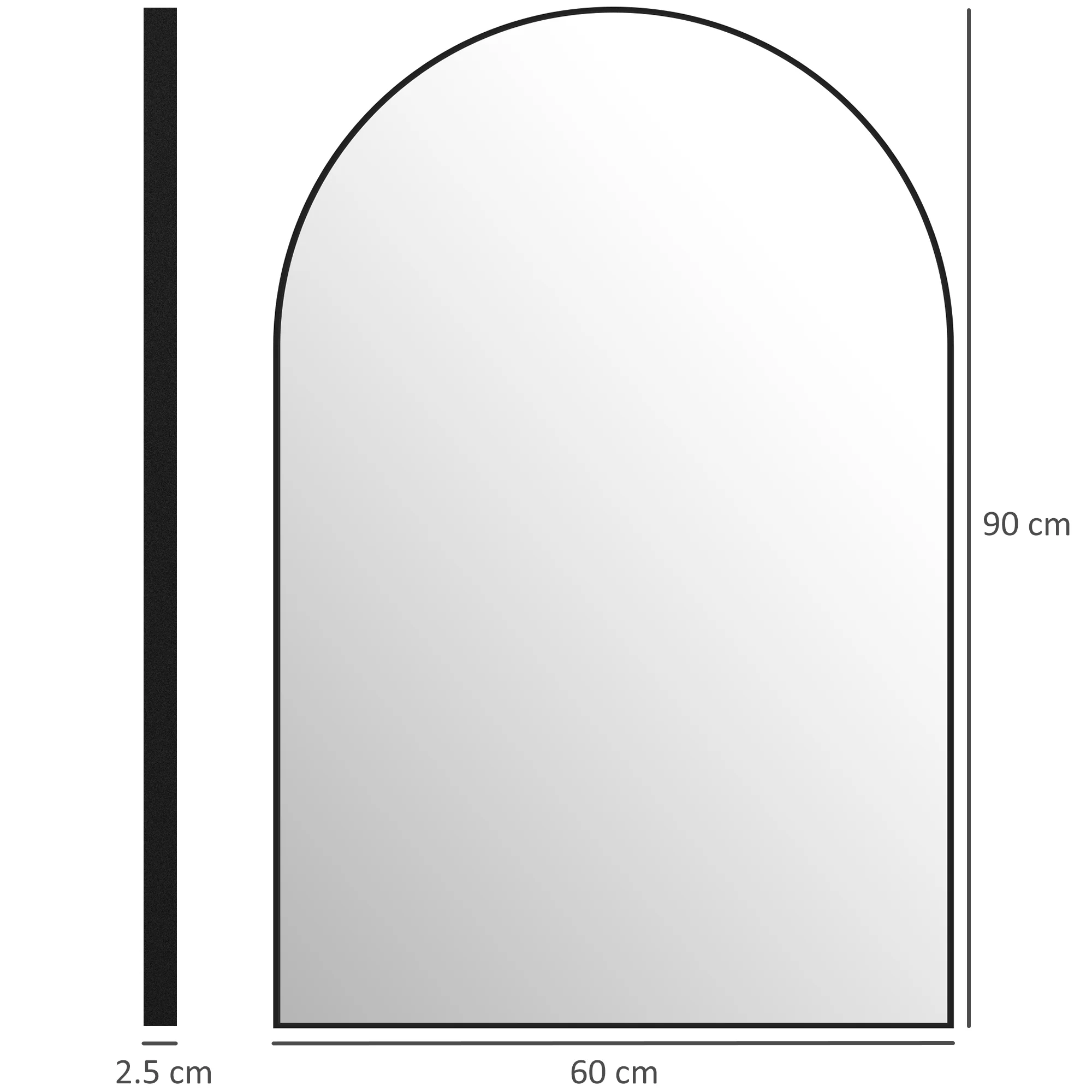 HOMCOM Arch Bathroom Mirror, Modern Wall Mirror with Steel Frame, Black - Image 14