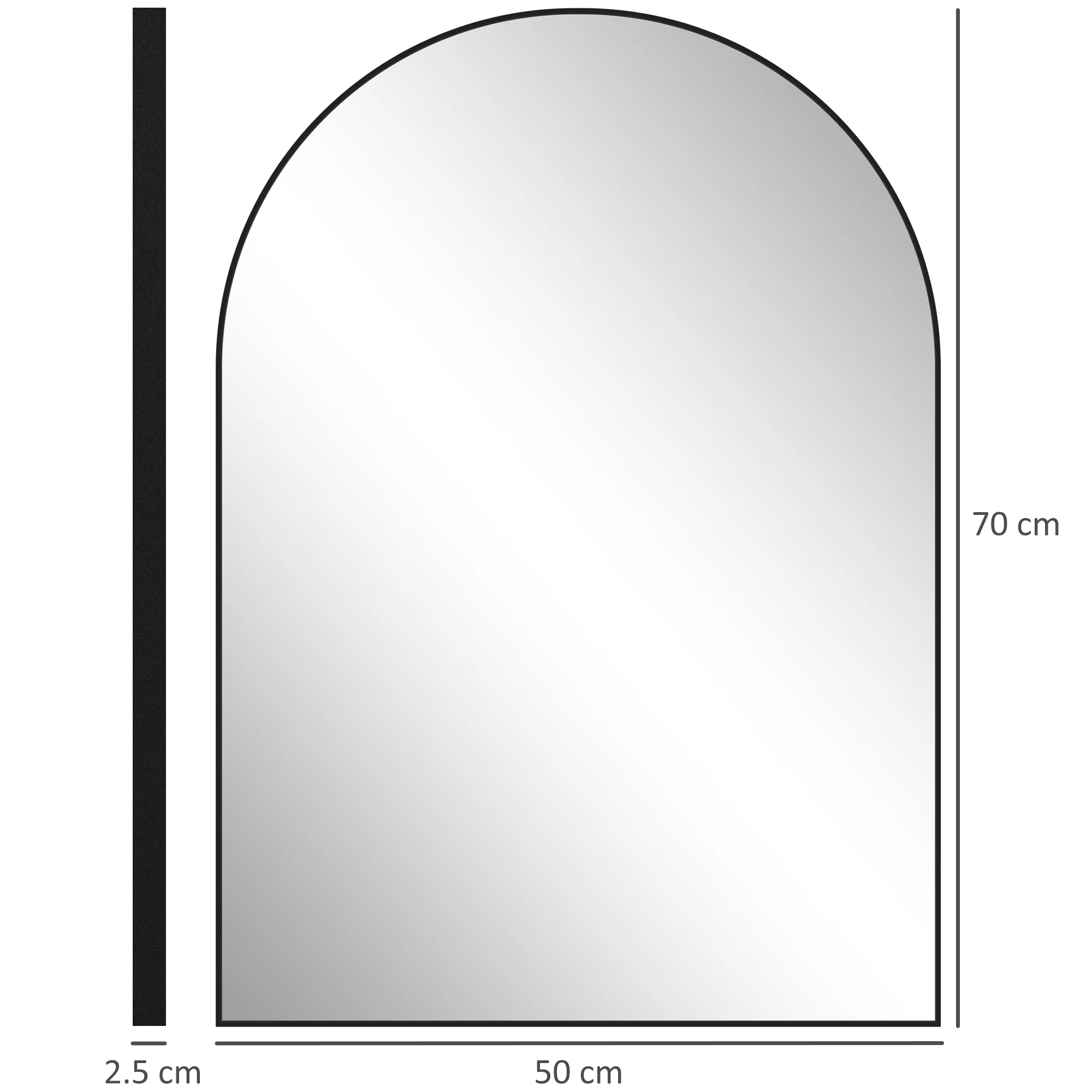 HOMCOM Arch Bathroom Mirror, Modern Wall Mirror with Steel Frame, Black - Image 5