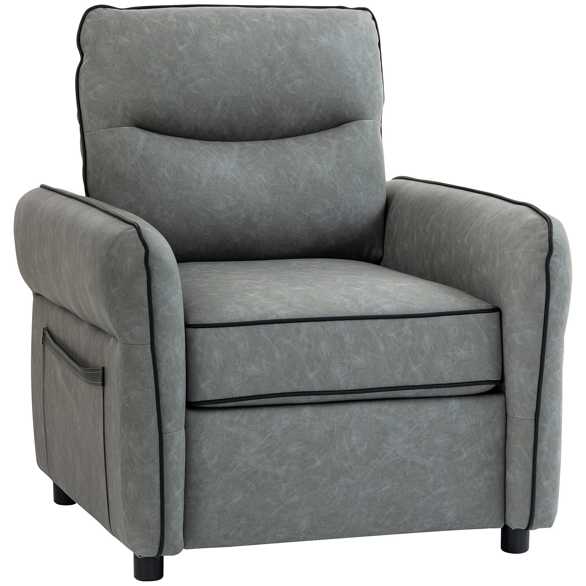 HOMCOM Armchair, Faux Leather Accent Chair with Thicken Cushion, Grey