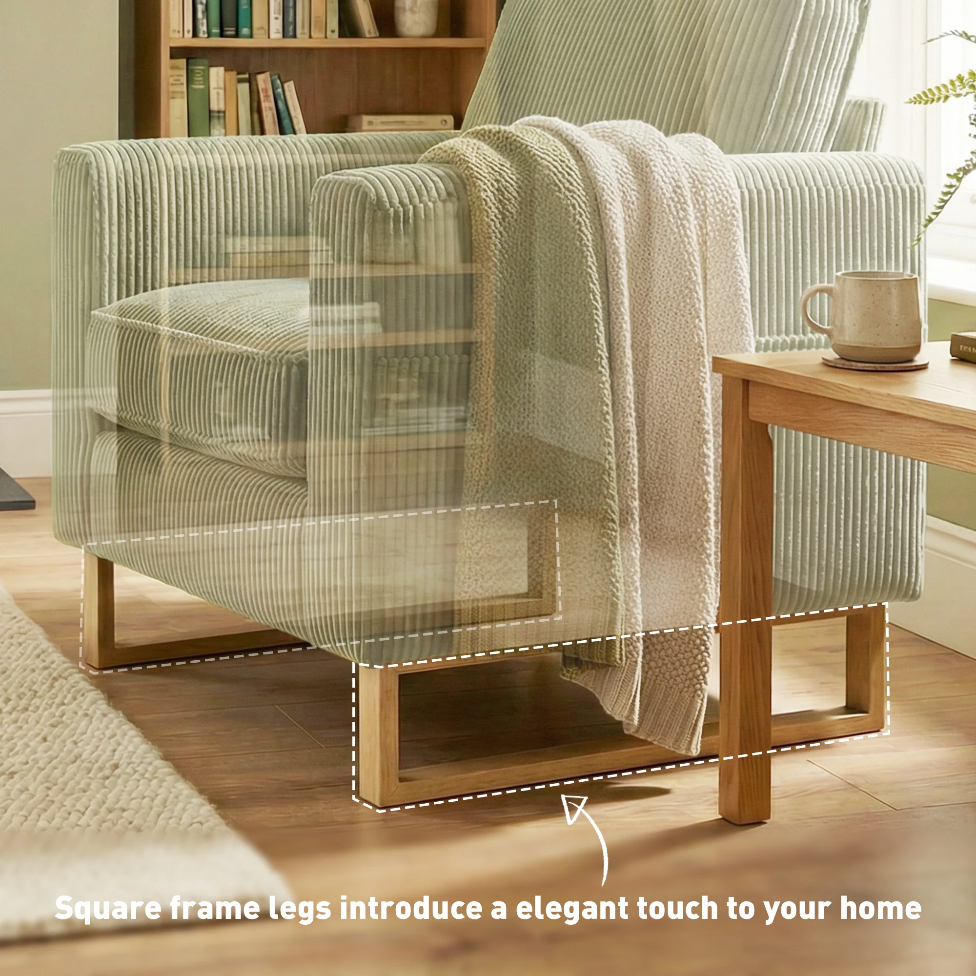 HOMCOM Armchair with Metal Legs and Spring Dark Green - Image 6
