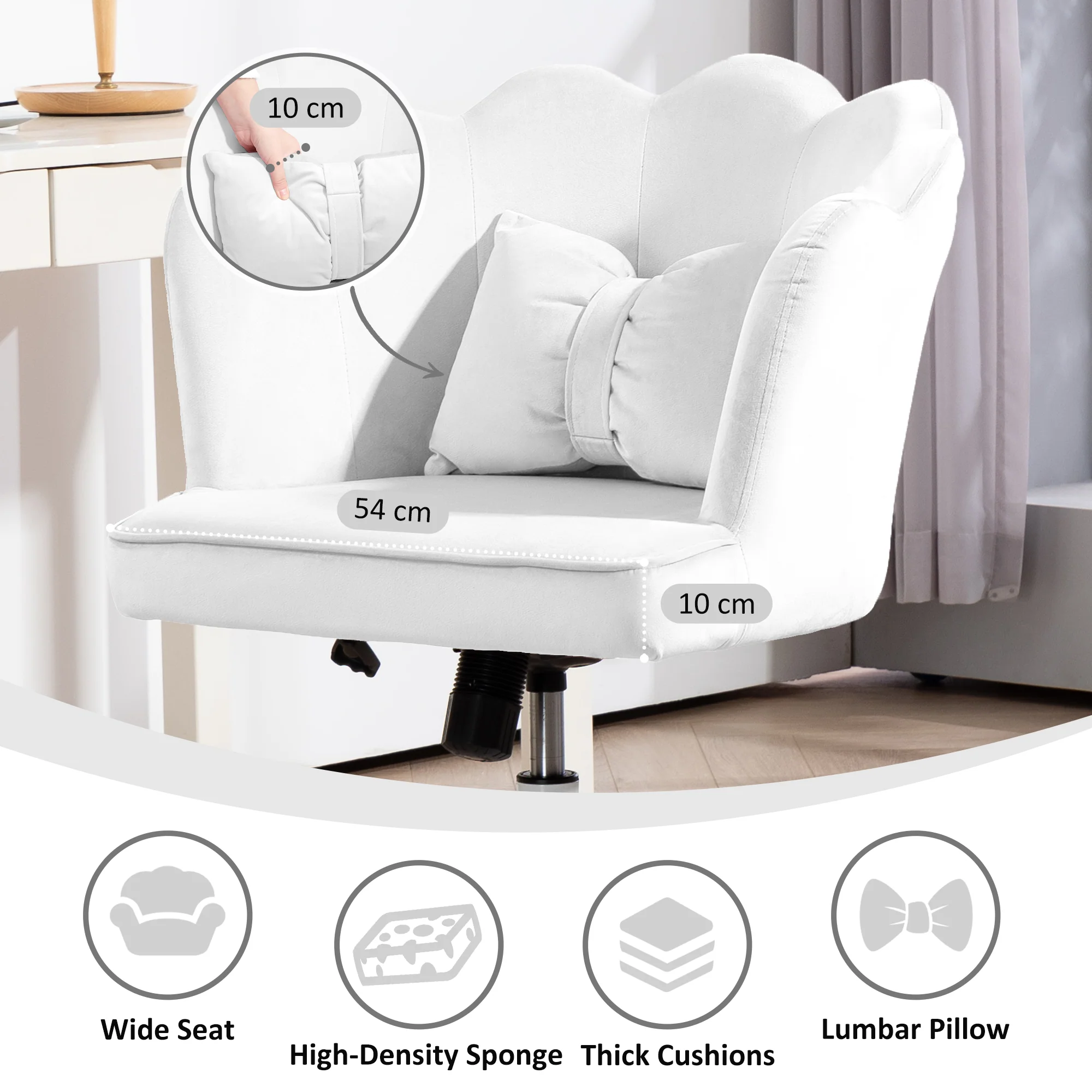 HOMCOM Armless Desk Chair Home Office Chair w/ Wide Seat Tilt Function - Image 13
