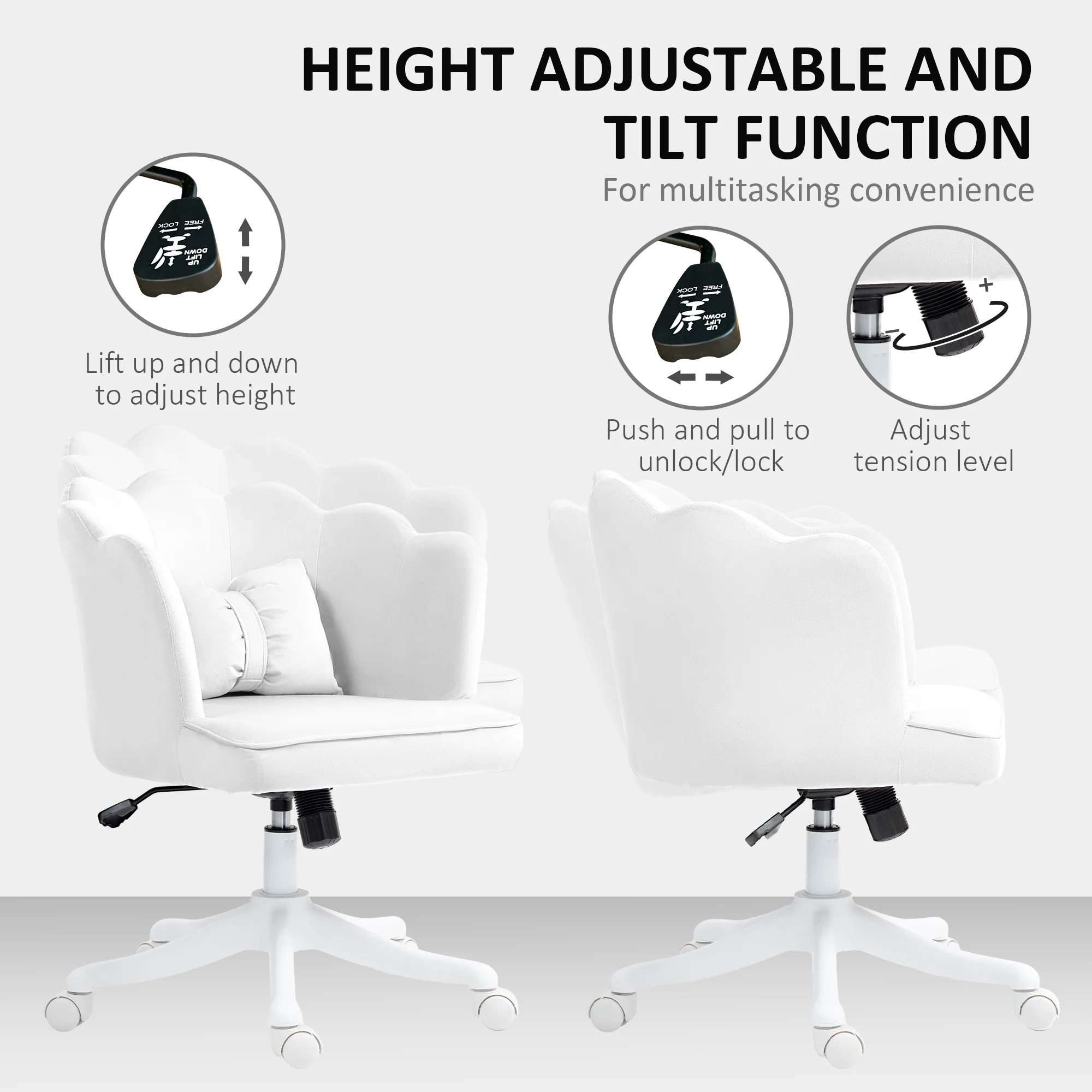 HOMCOM Armless Desk Chair Home Office Chair w/ Wide Seat Tilt Function - Image 15
