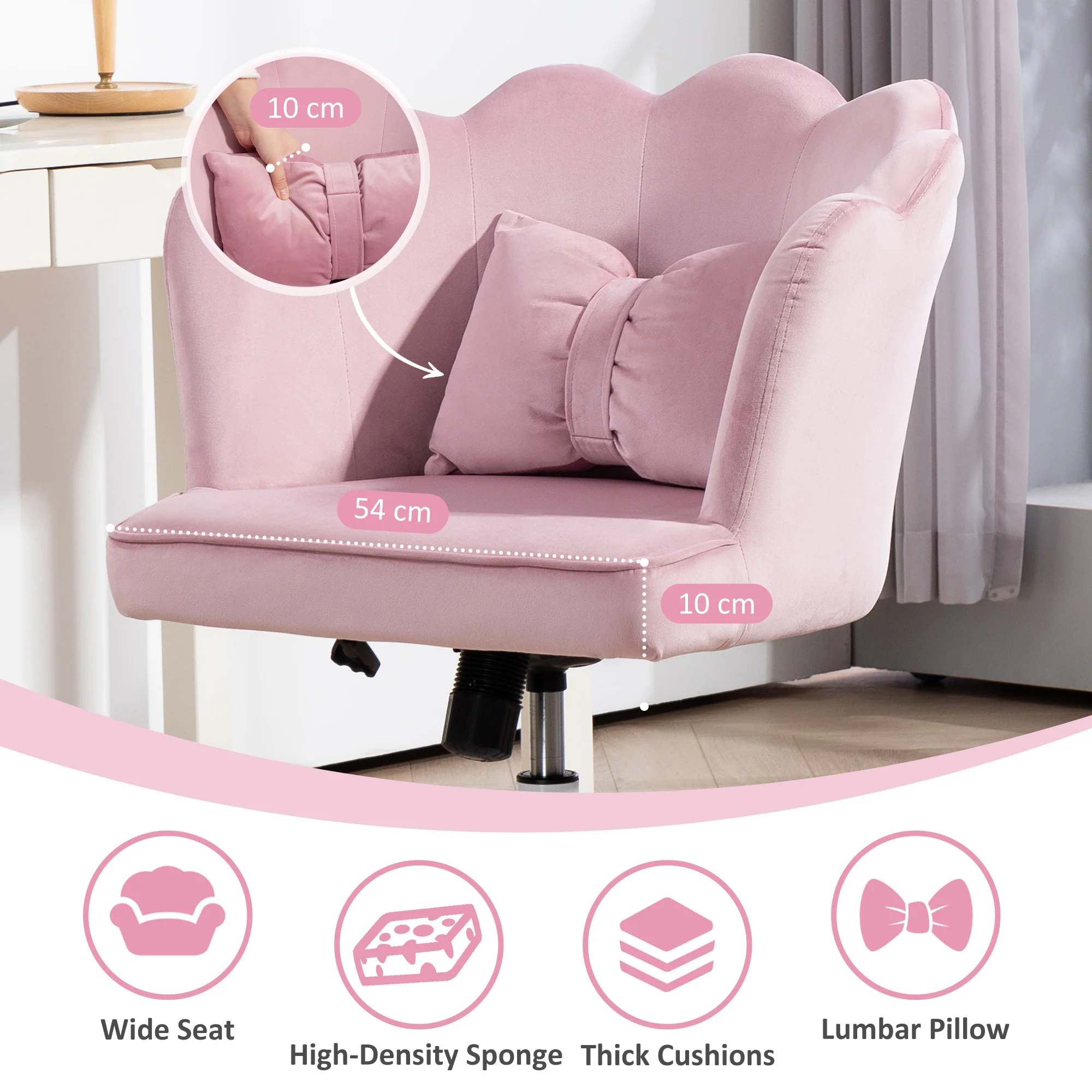 HOMCOM Armless Desk Chair Home Office Chair w/ Wide Seat Tilt Function - Image 4