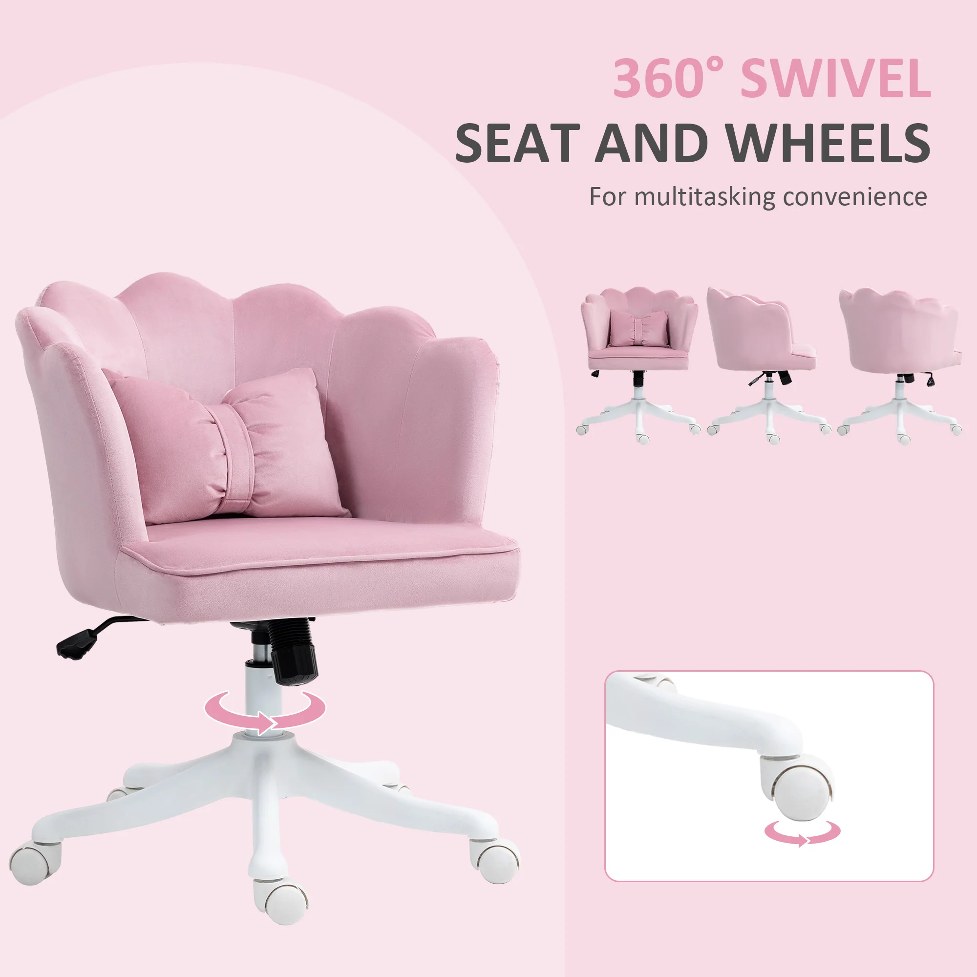 HOMCOM Armless Desk Chair Home Office Chair w/ Wide Seat Tilt Function - Image 7
