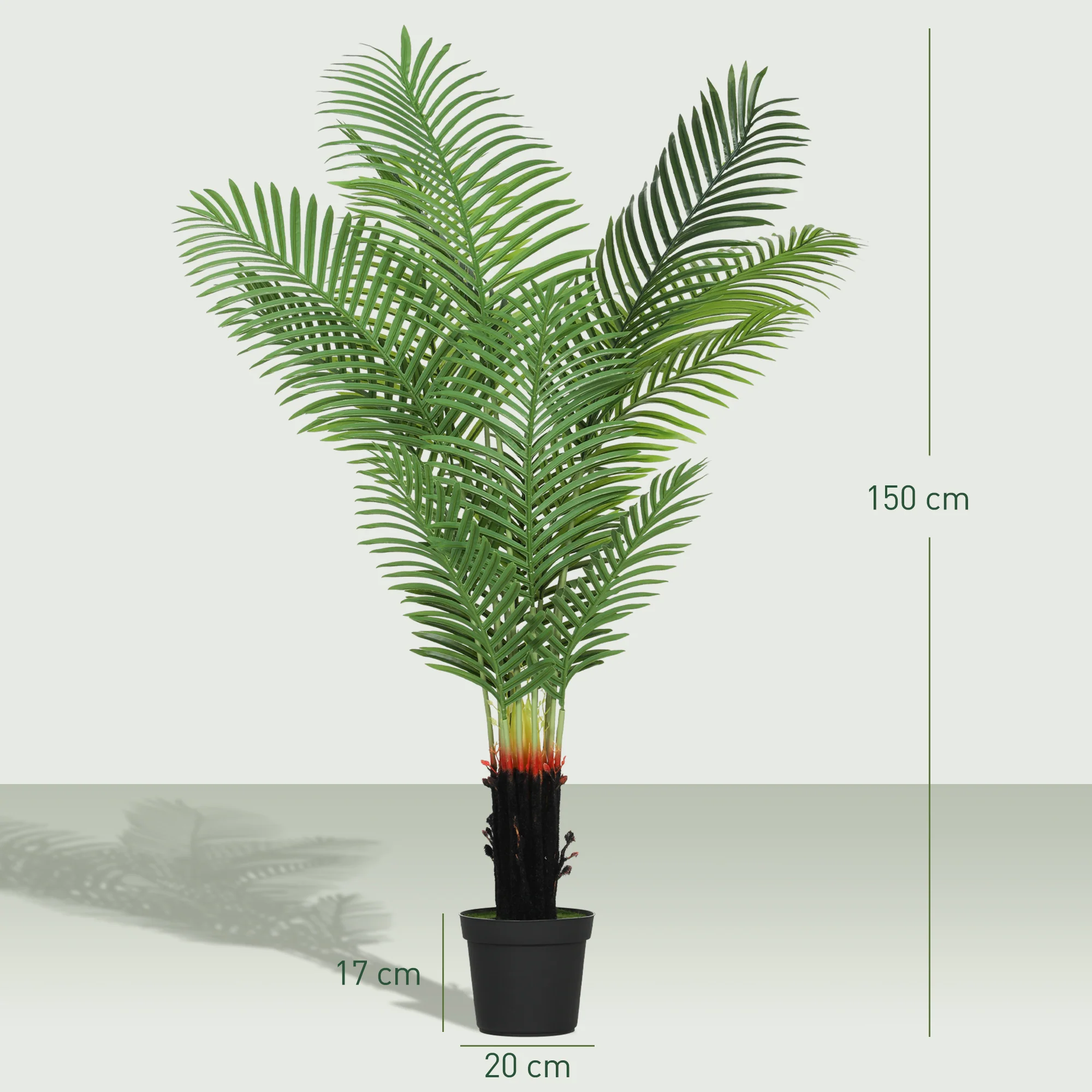 HOMCOM Artificial Areca Palm Tree With PE Leaves And Flocked Soil - Image 12