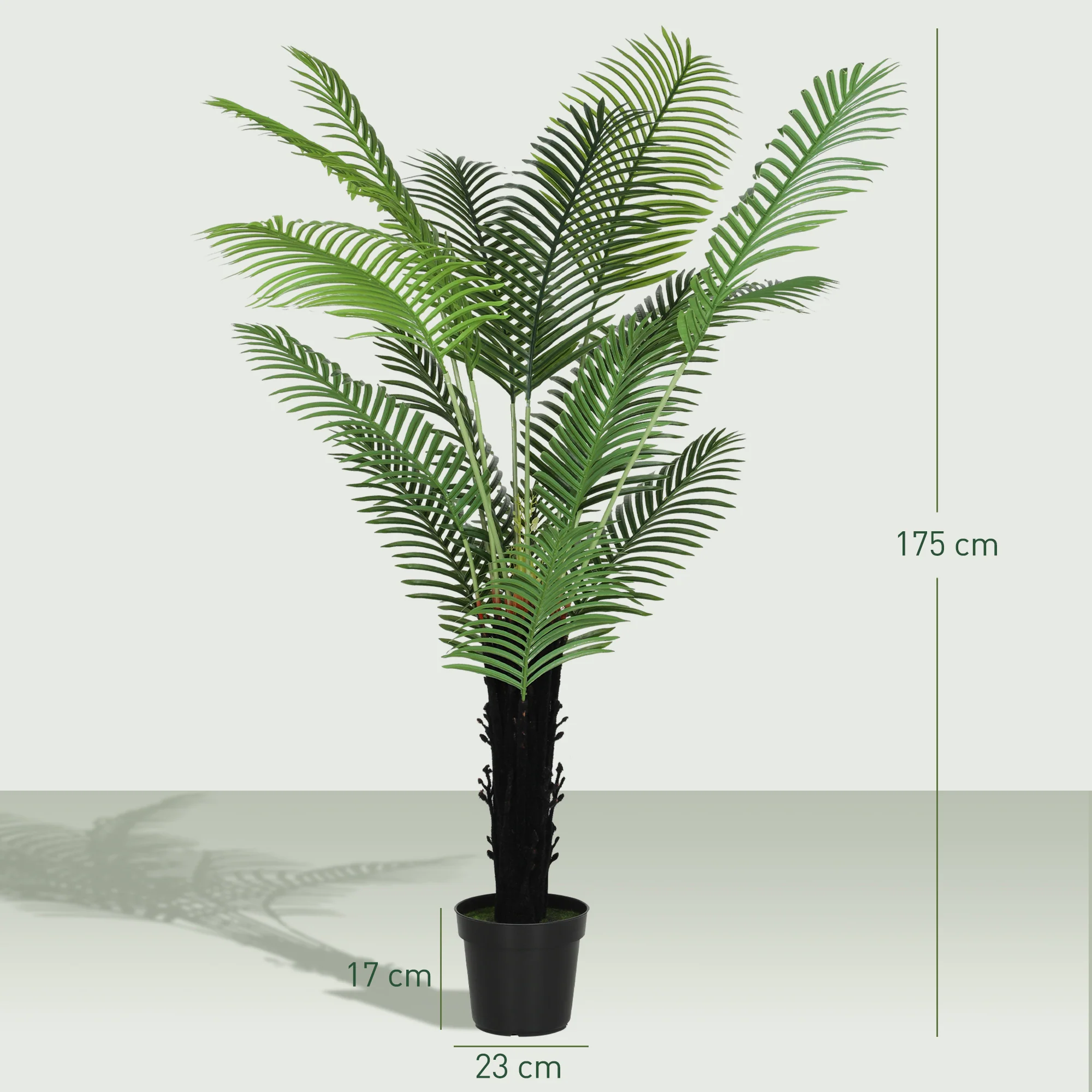 HOMCOM Artificial Areca Palm Tree With PE Leaves And Flocked Soil - Image 21