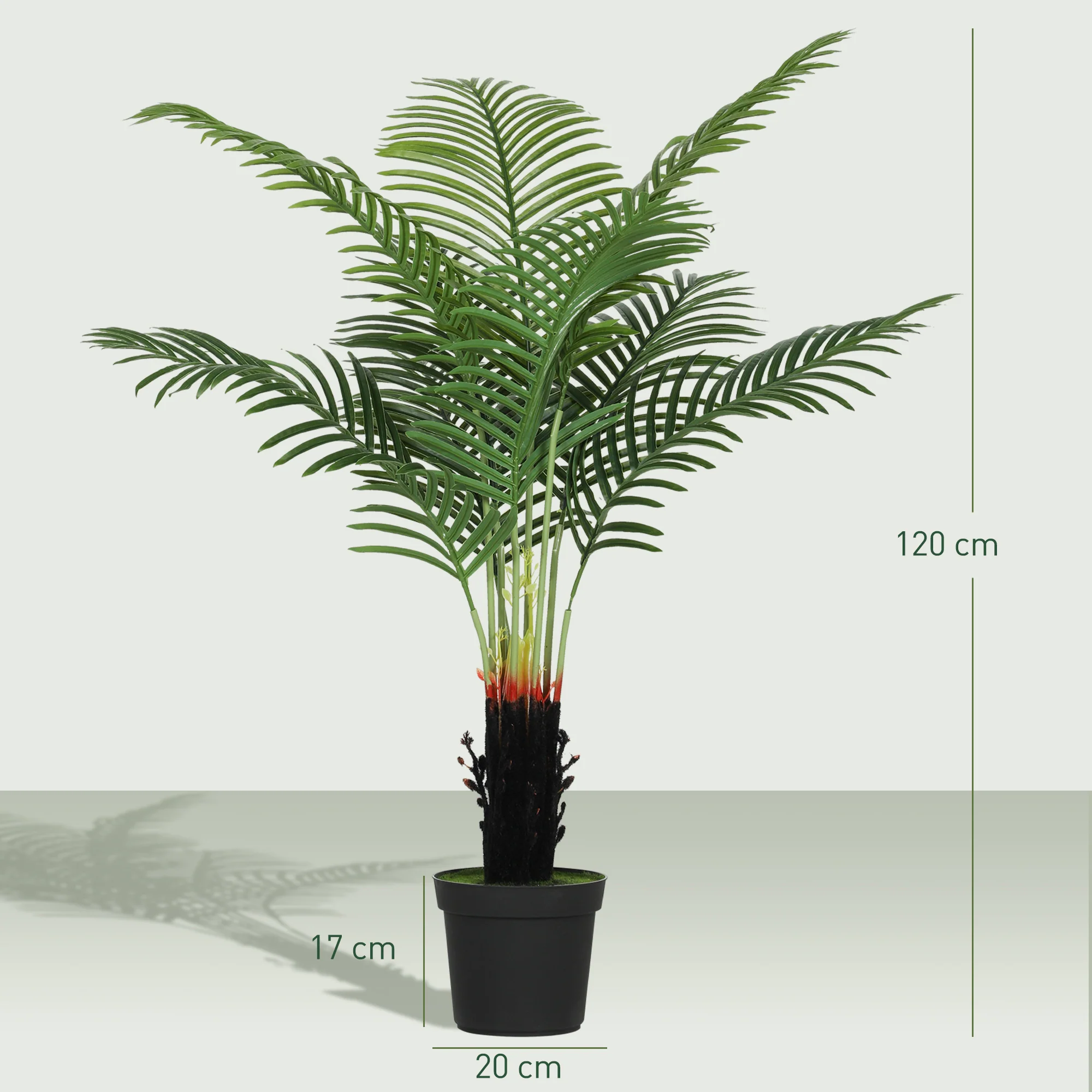 HOMCOM Artificial Areca Palm Tree With PE Leaves And Flocked Soil - Image 3