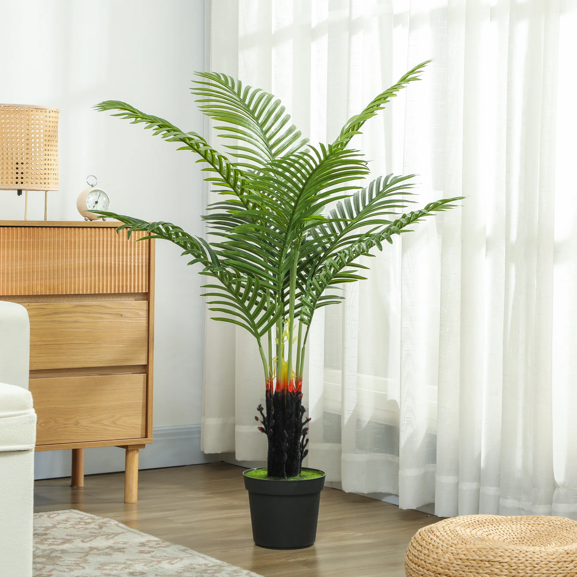 HOMCOM Artificial Areca Palm Tree With PE Leaves And Flocked Soil - Image 9