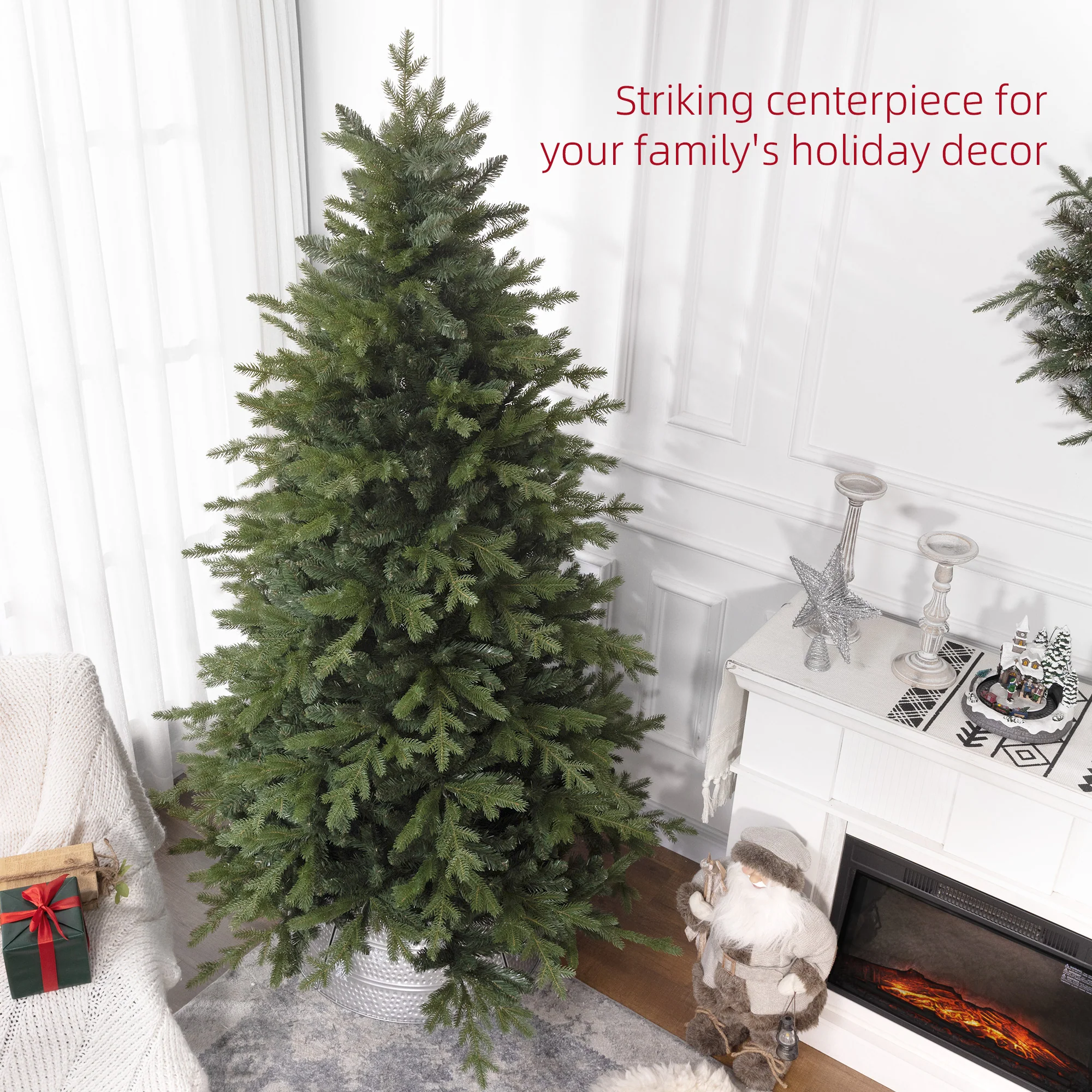 HOMCOM Artificial Christmas Tree with Metal Base, Hinged Branches - Image 4